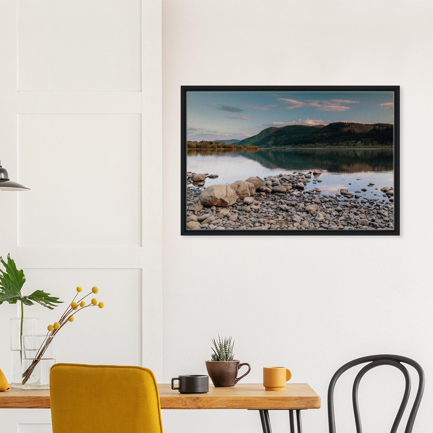 Bassenthwaite Lake framed art with pastel evening sky