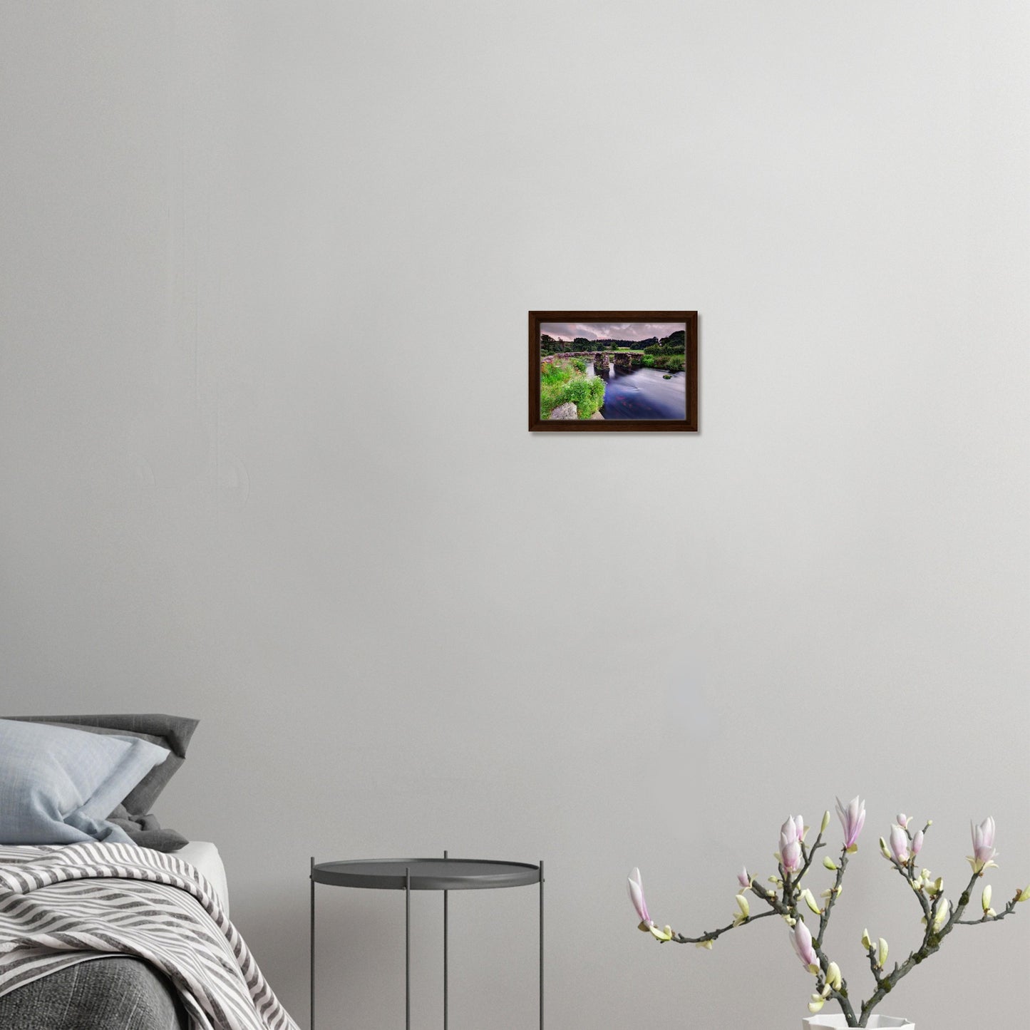 Framed wall art of Dartmoor’s iconic clapper bridge at Postbridge