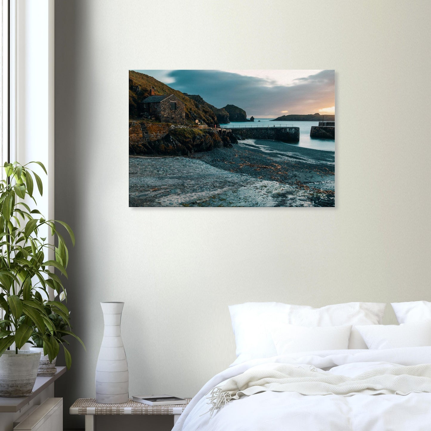 Timeless charm of Mullion Cove under a twilight sky with gentle, still waters