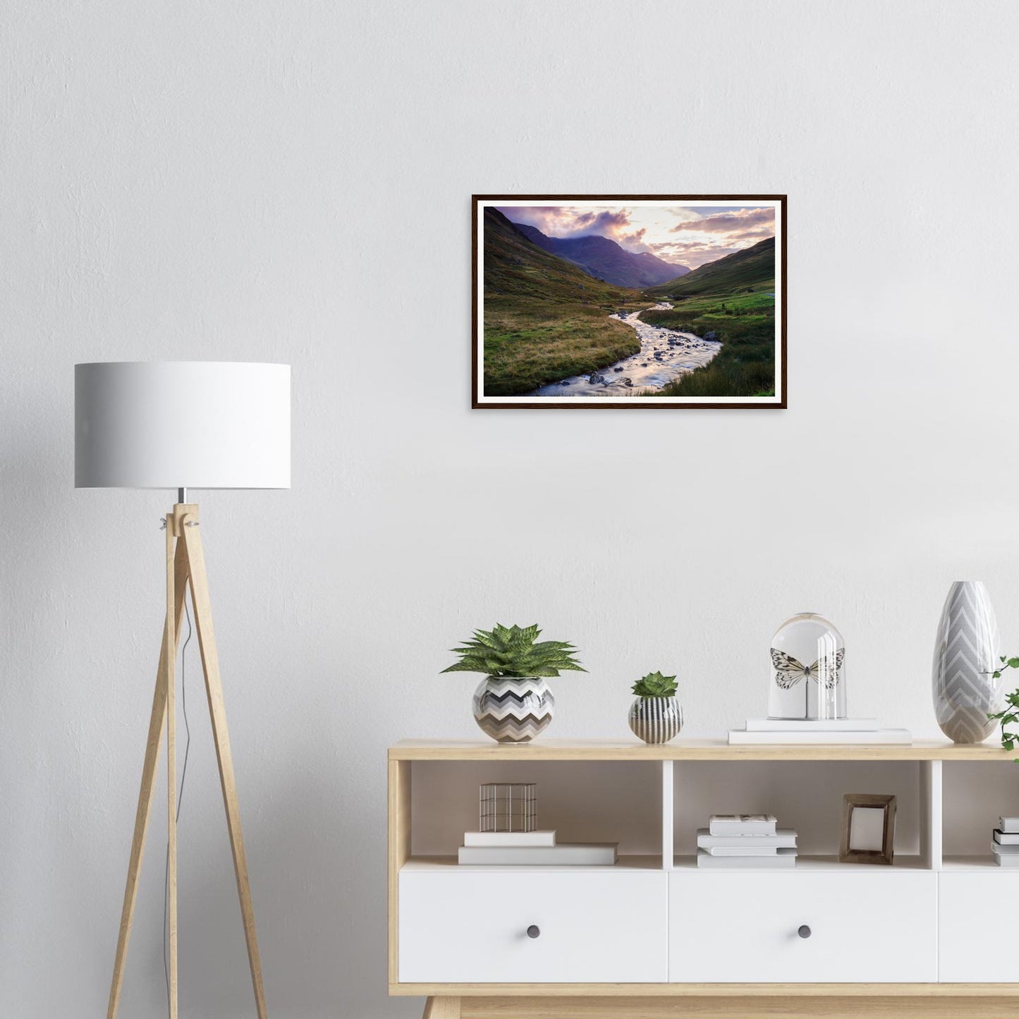 Serene evening view of Honister Pass valley in Cumbria framed print
