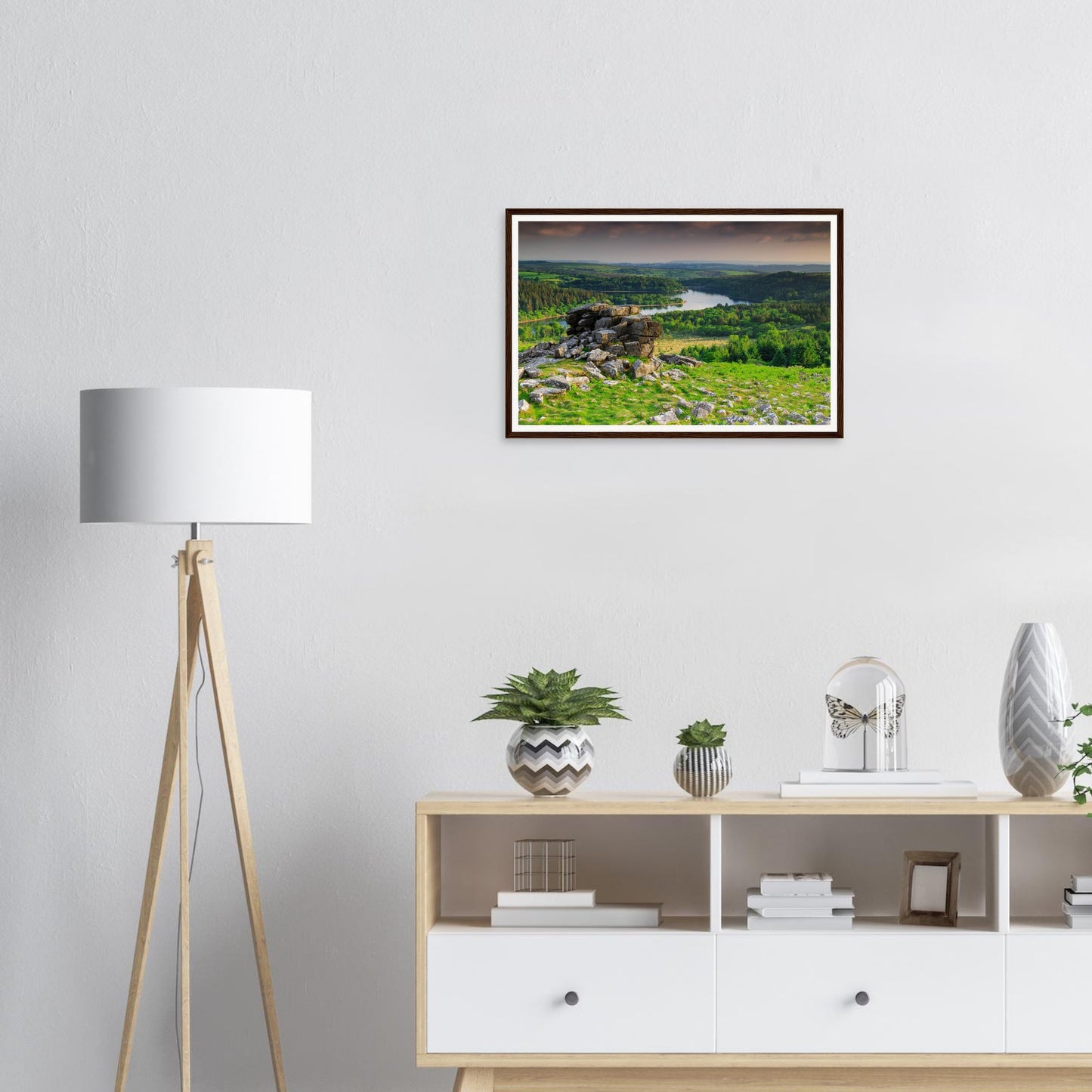 Scenic framed wall art of Leather Tor and Devon countryside
