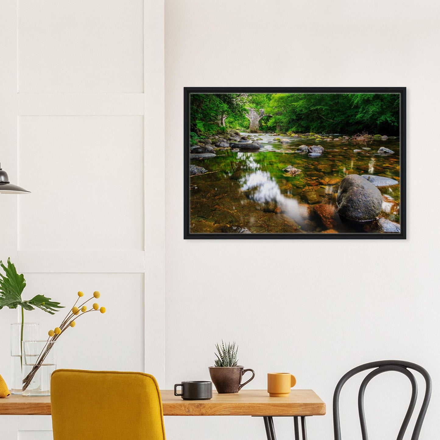 Serene Dartmoor scene with historic Newbridge and trees