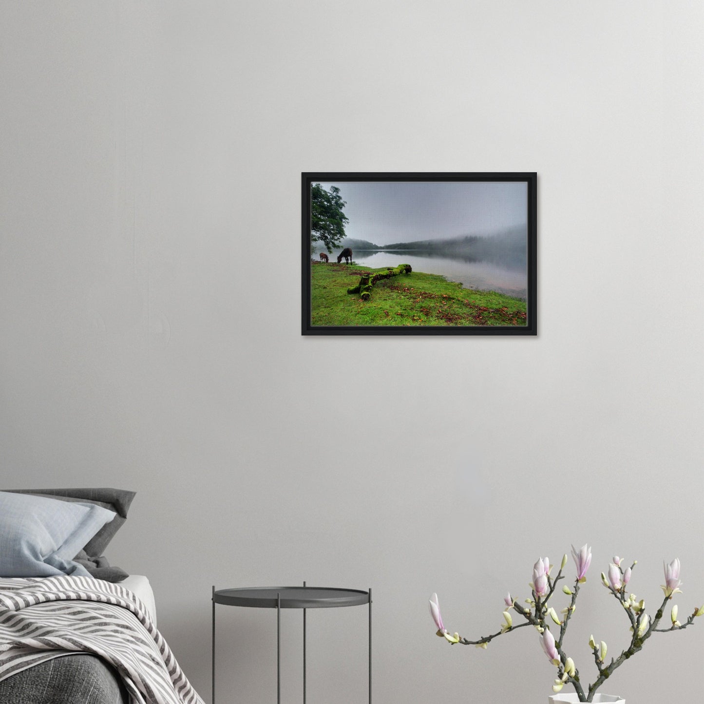 Atmospheric Dartmoor wall art featuring Burrator in the fog