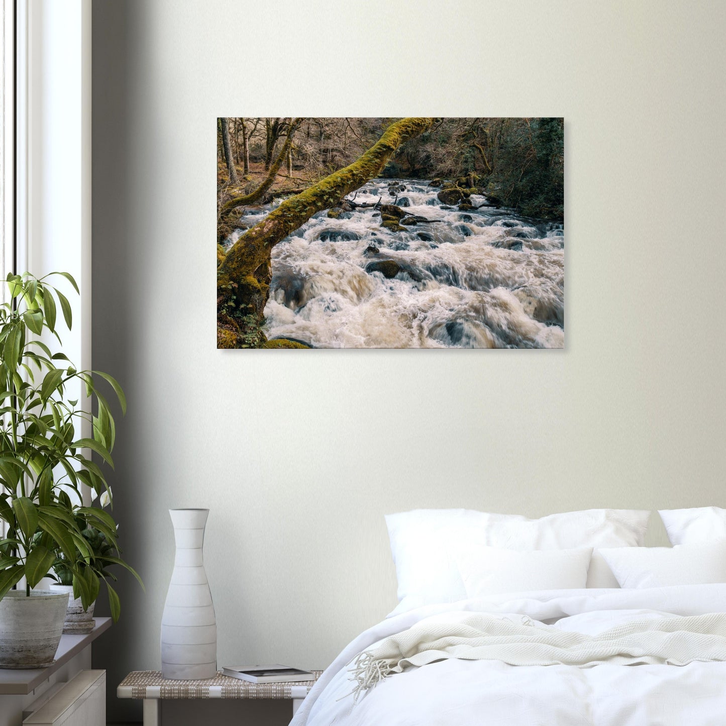 Fast-moving River Plym print capturing the essence of Dartmoor’s raw natural charm