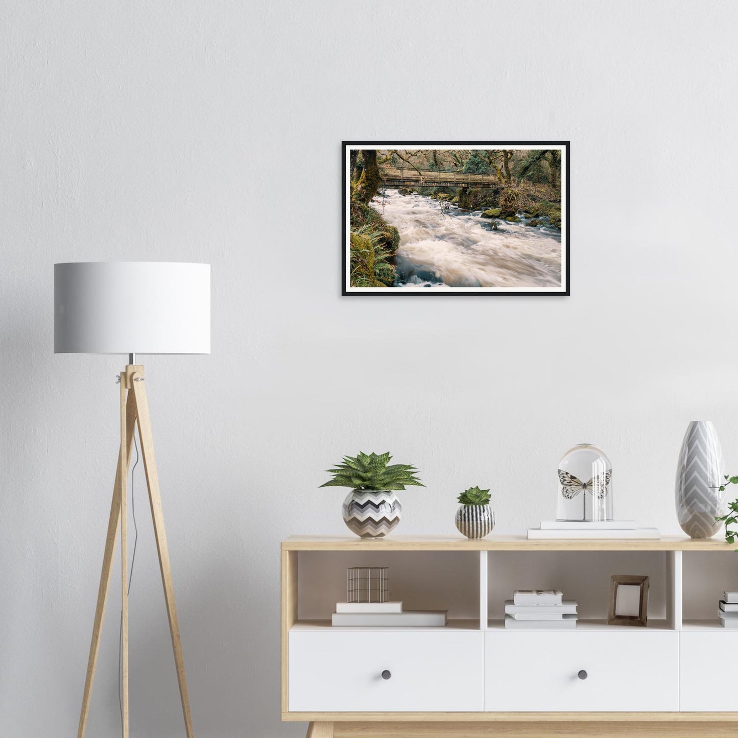 Dartmoor framed print of River Plym cascading waters and greenery