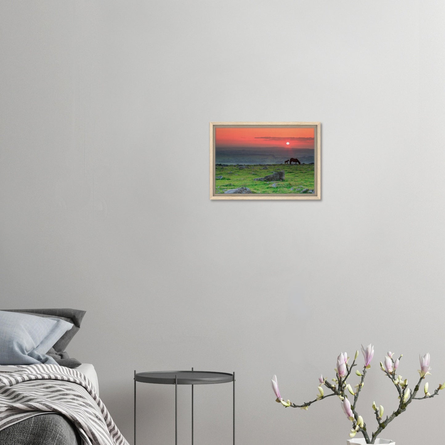 Dartmoor canvas print with ancient stones and sunset sky