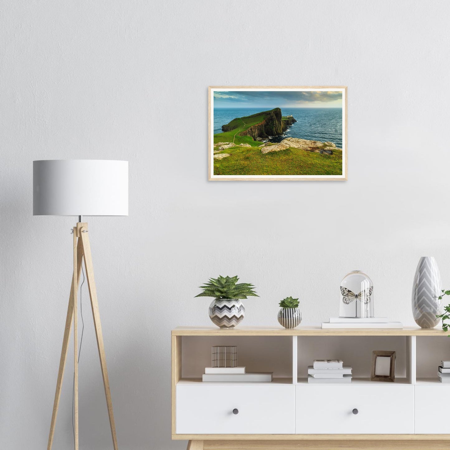 Path leading to Neist Point lighthouse framed print in Skye