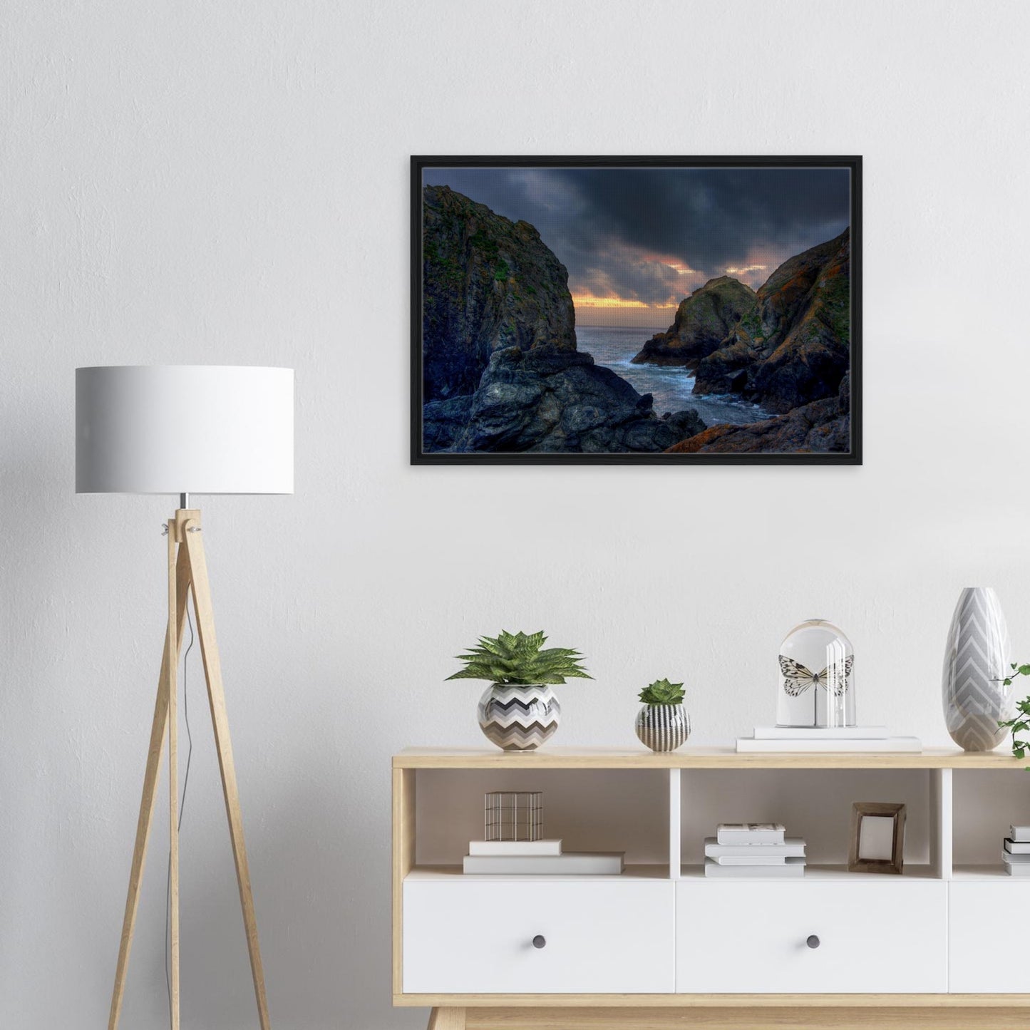 Framed wall art featuring Mullion Cove’s rugged beauty