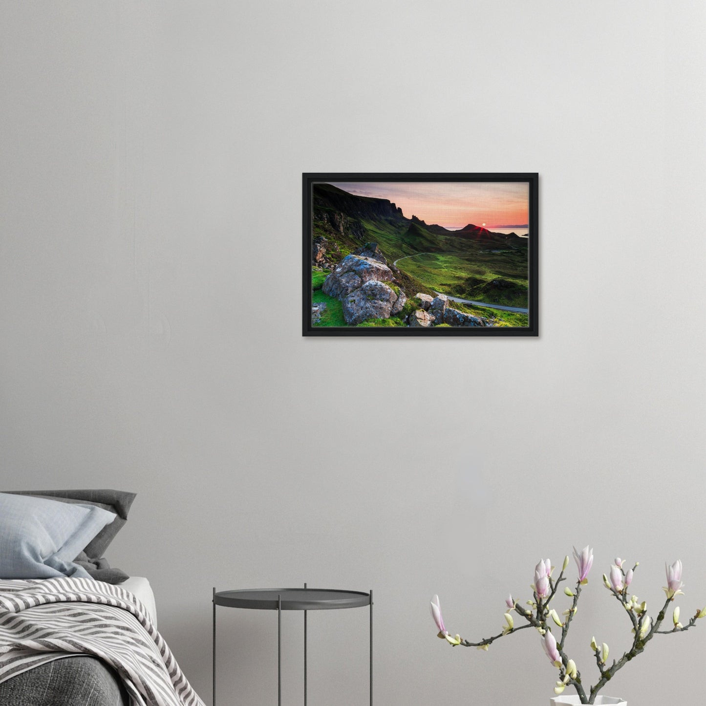 Rugged Quiraing cliffs bathed in golden light in wall art