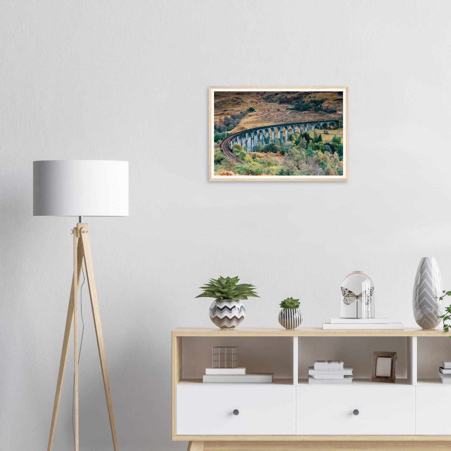 Iconic railway bridge Glenfinnan Viaduct framed landscape print