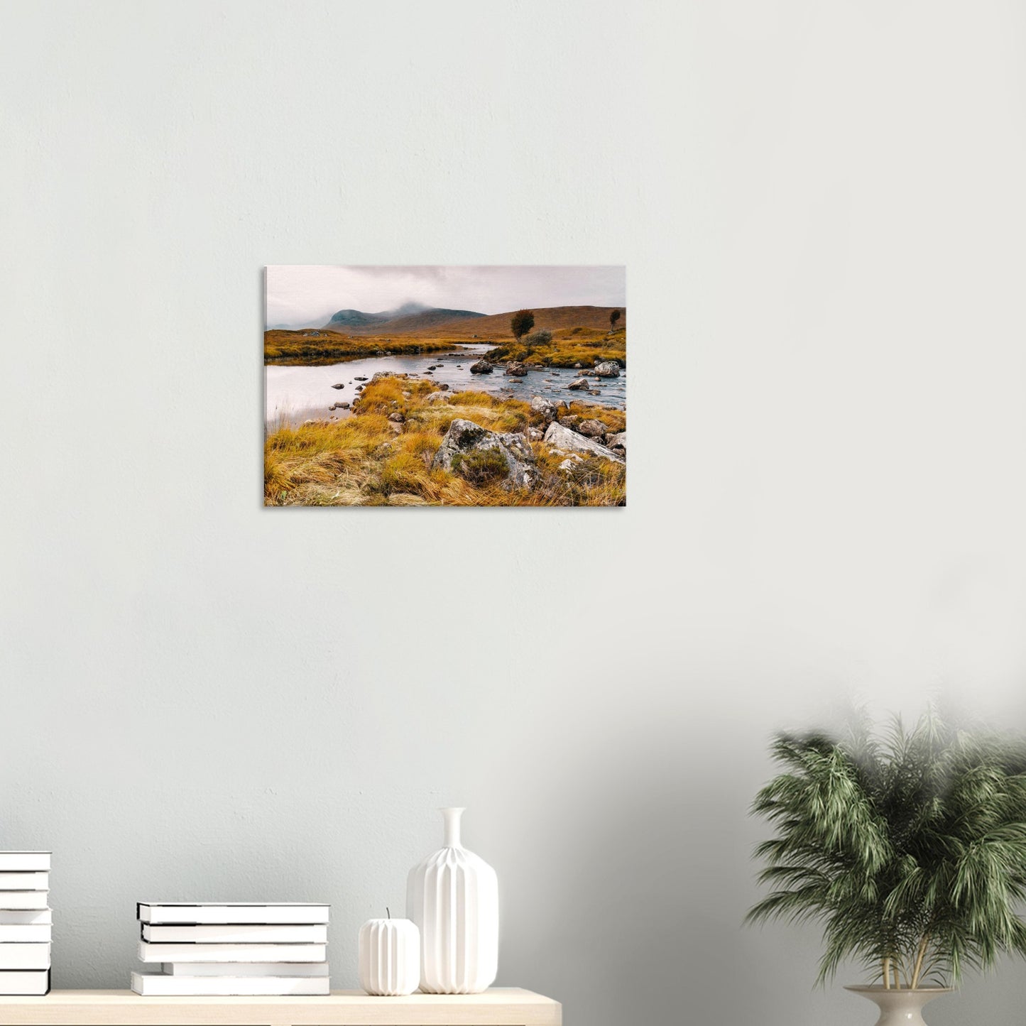Golden grasses and calm loch waters in Scottish wilderness print