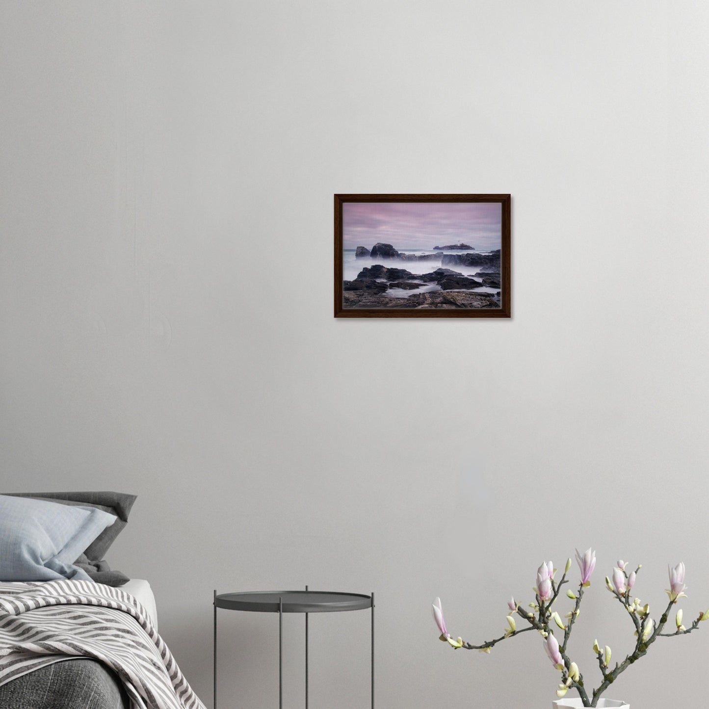 Soft seascape of Godrevy with long exposure ocean and pastel tones