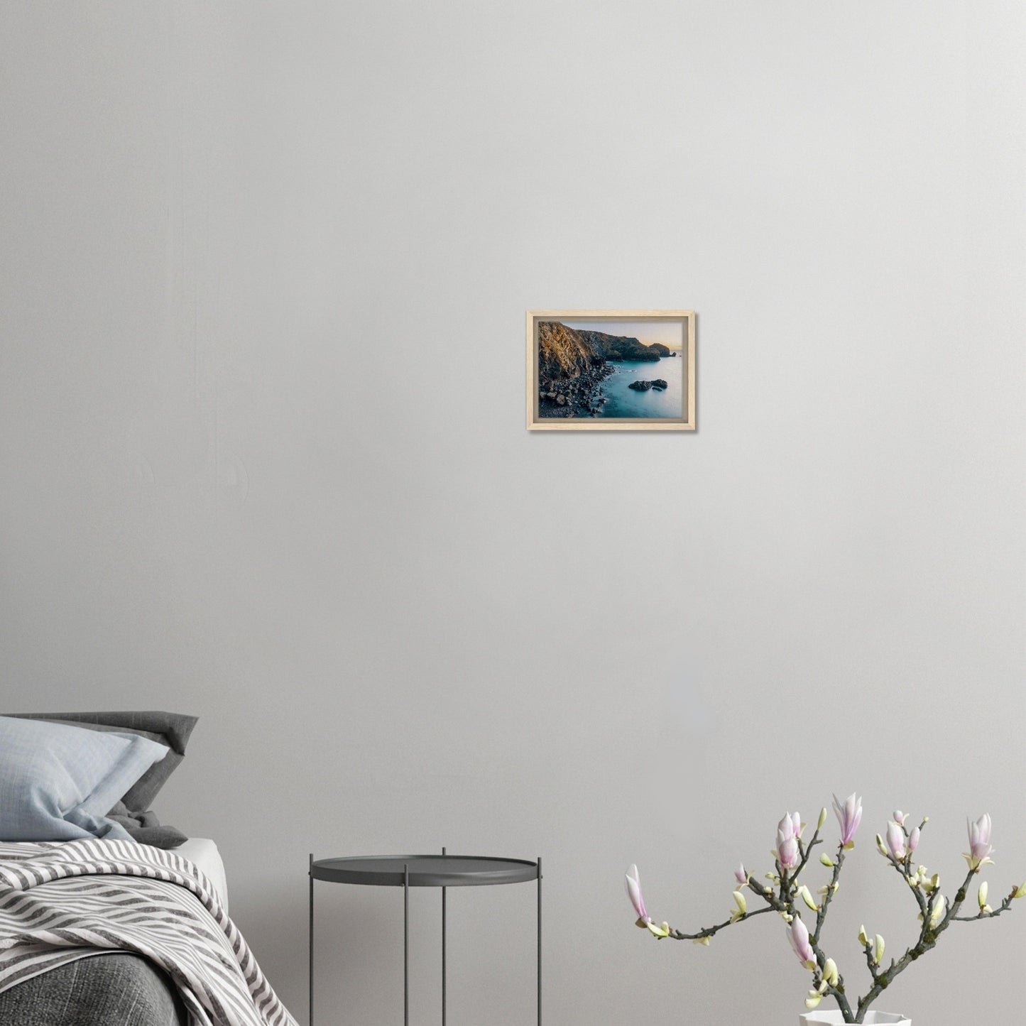 Calm sea and golden cliffs in Cornwall print