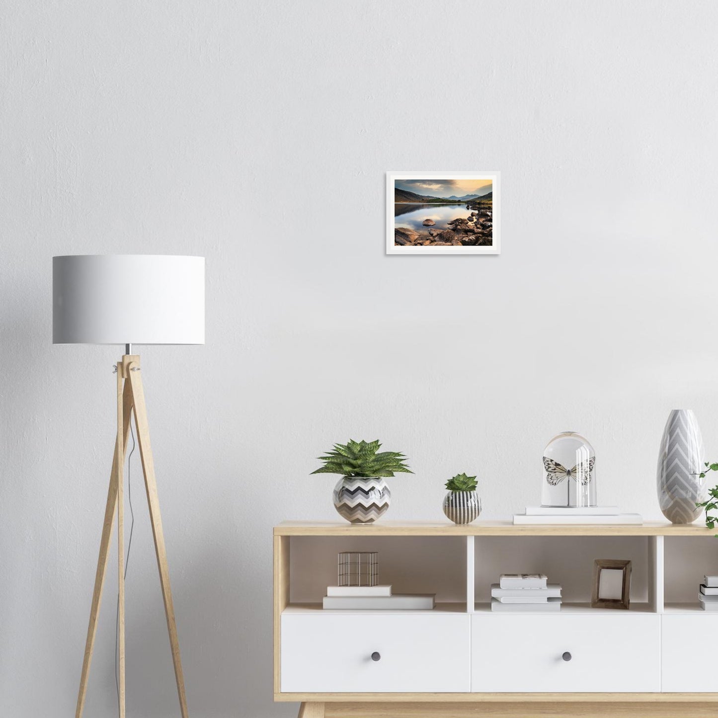 Scenic framed wall art of Snowdonia’s Llynnau Mymbyr lake