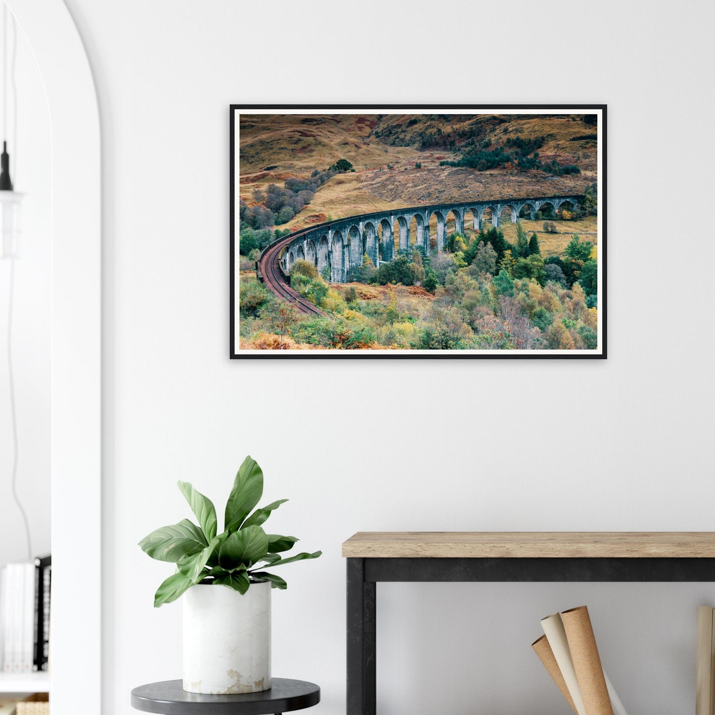 Scenic framed print of historic Glenfinnan Viaduct Scotland