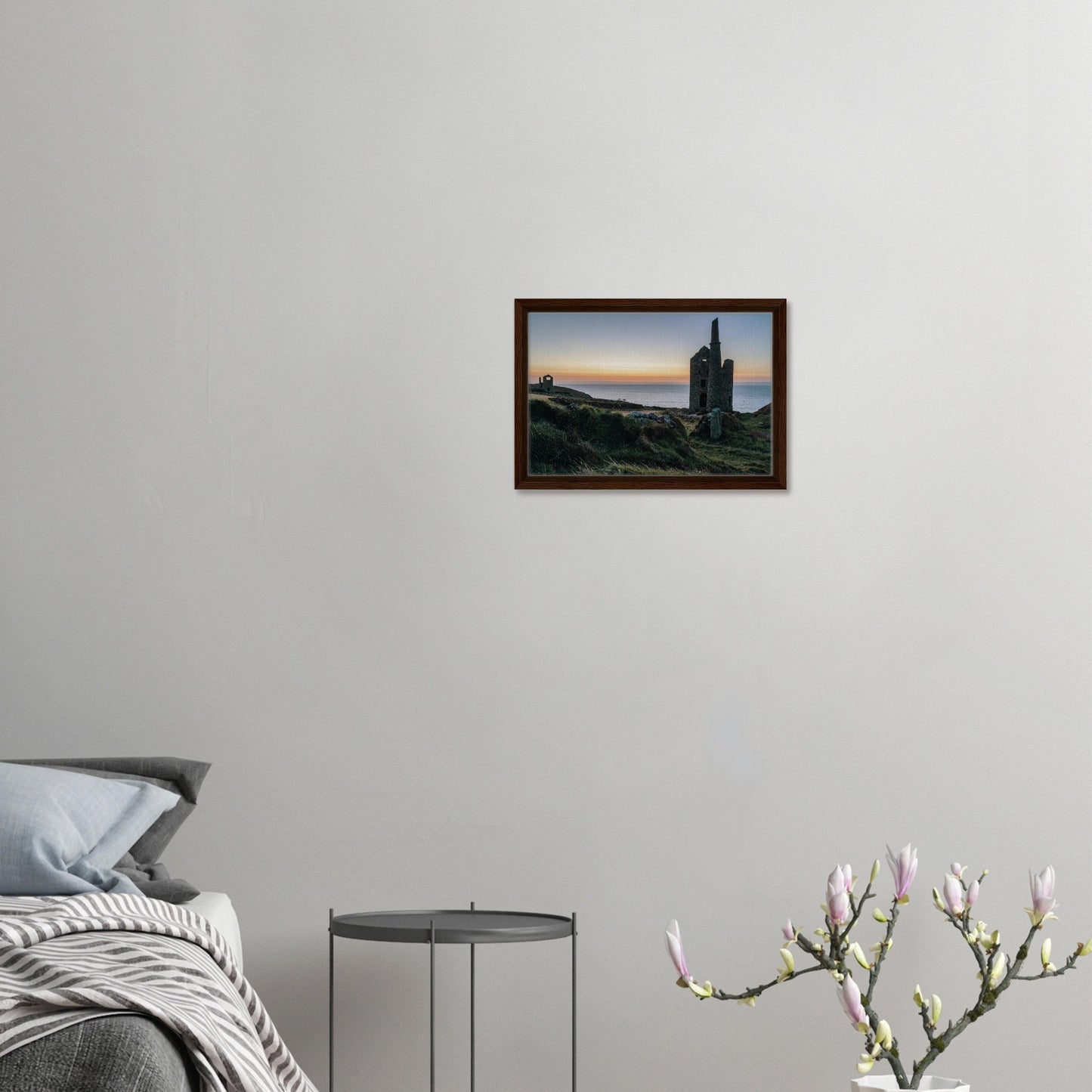 Cornish mine ruins at twilight in framed canvas