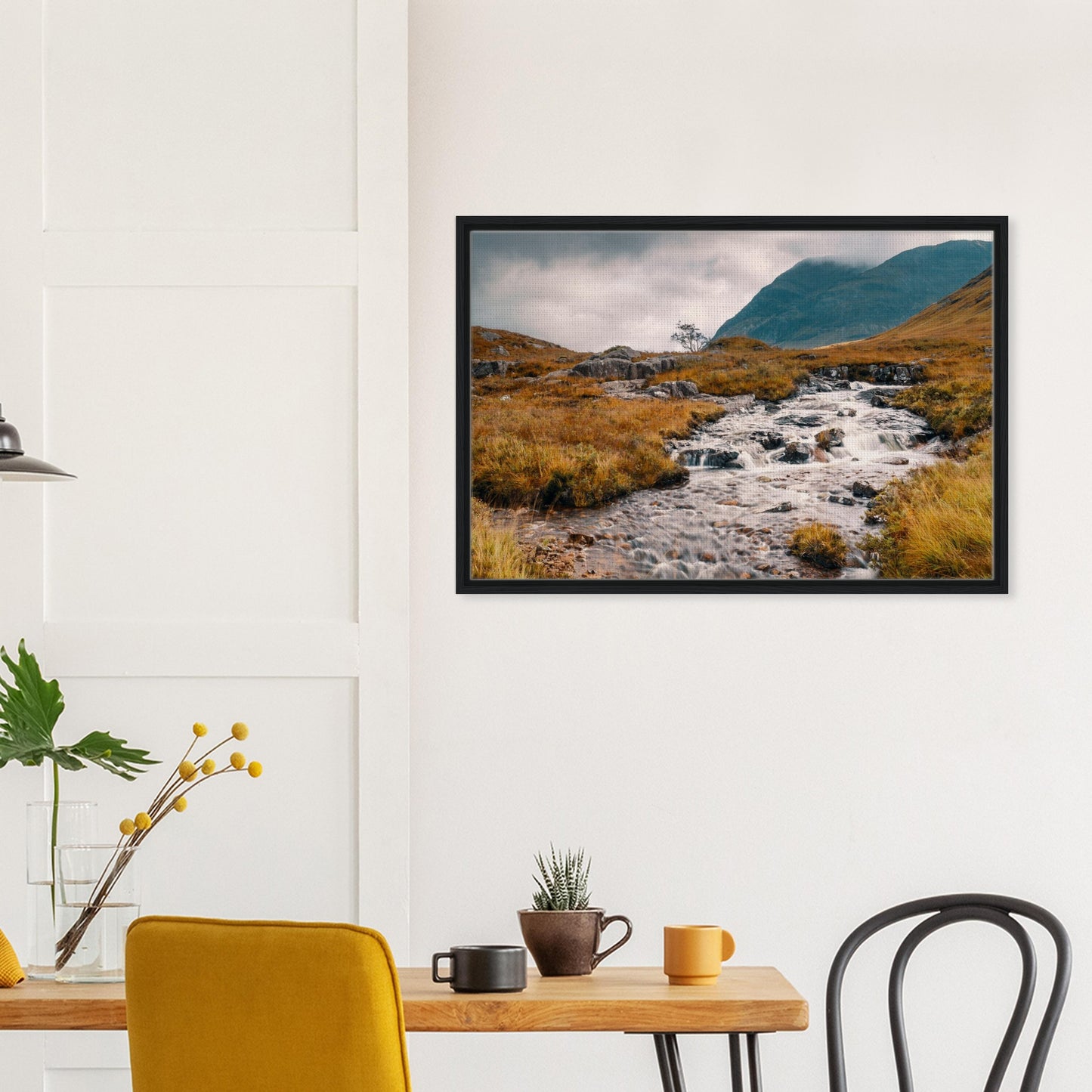Nature canvas with stream and moorland in Scotland