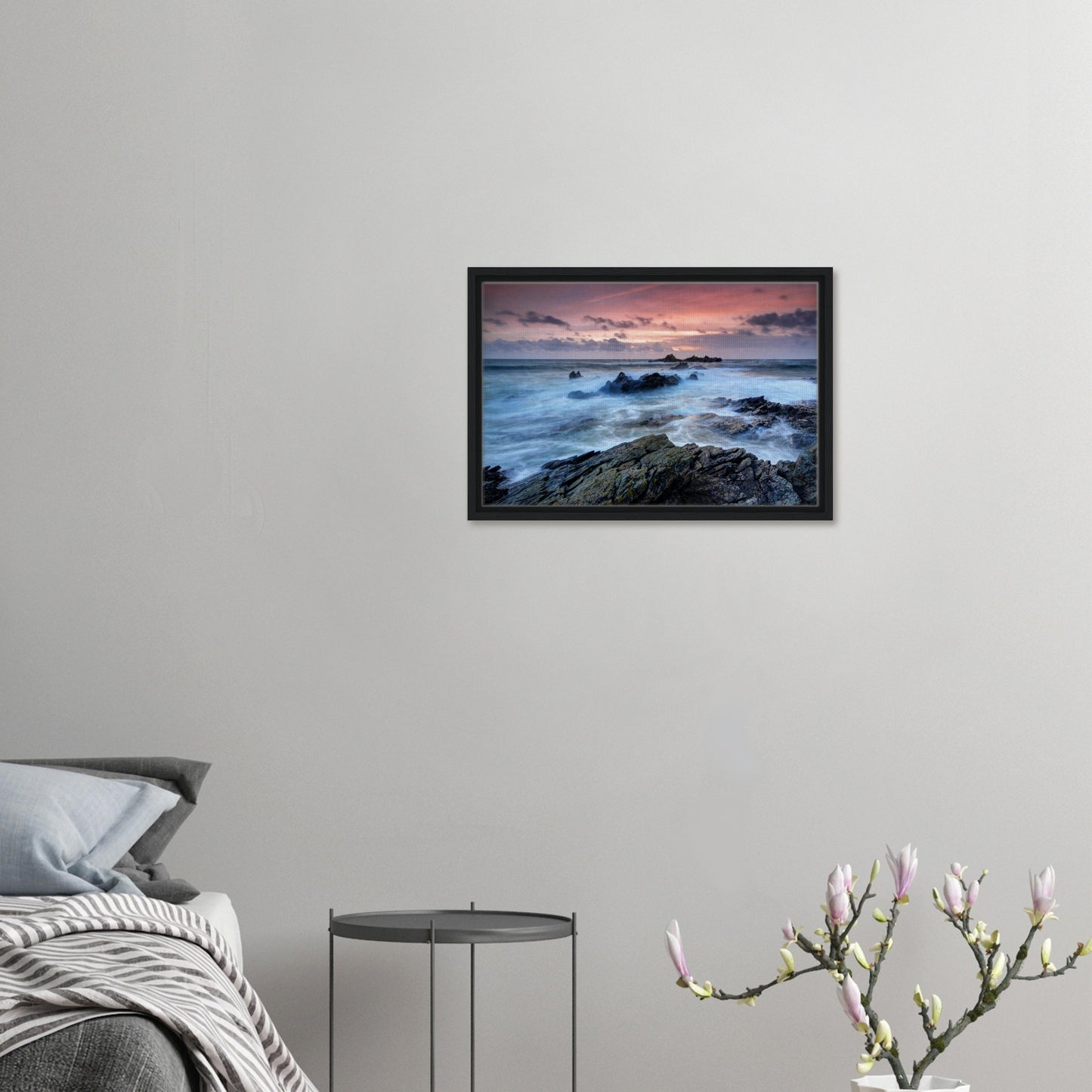 Plymouth coastal landscape with motion-filled sea in canvas