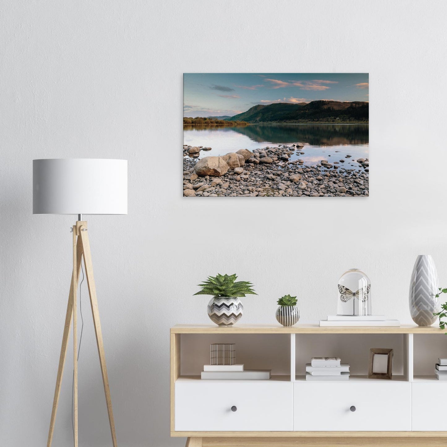 Serene composition of Bassenthwaite Lake under pastel twilight sky