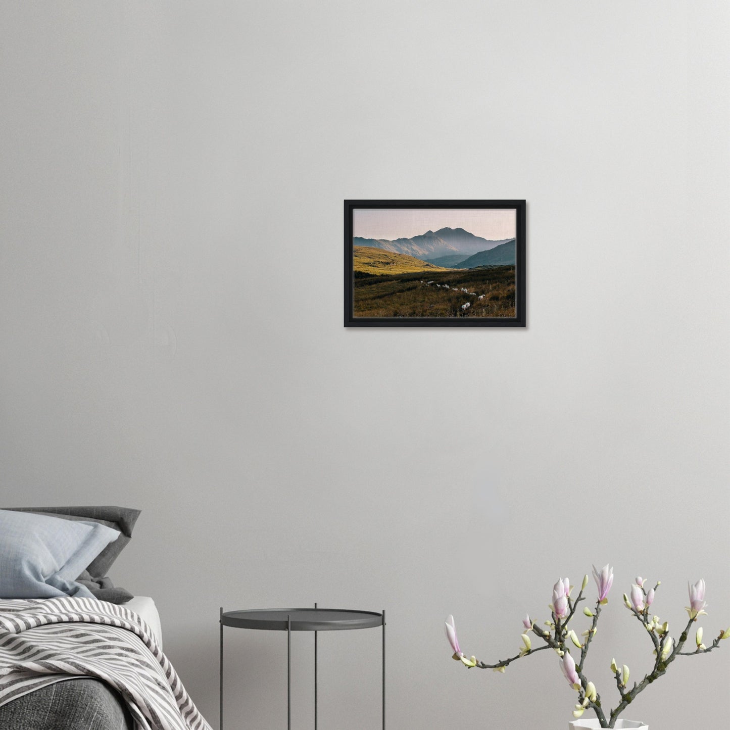 Amber glow over Welsh landscape canvas