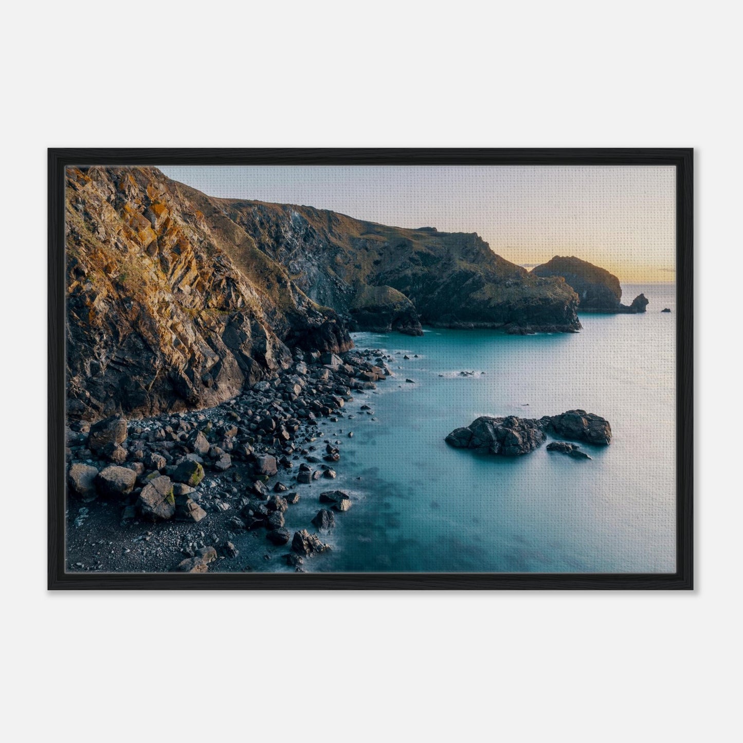Golden hour cliffs at Mullion Cove Cornwall