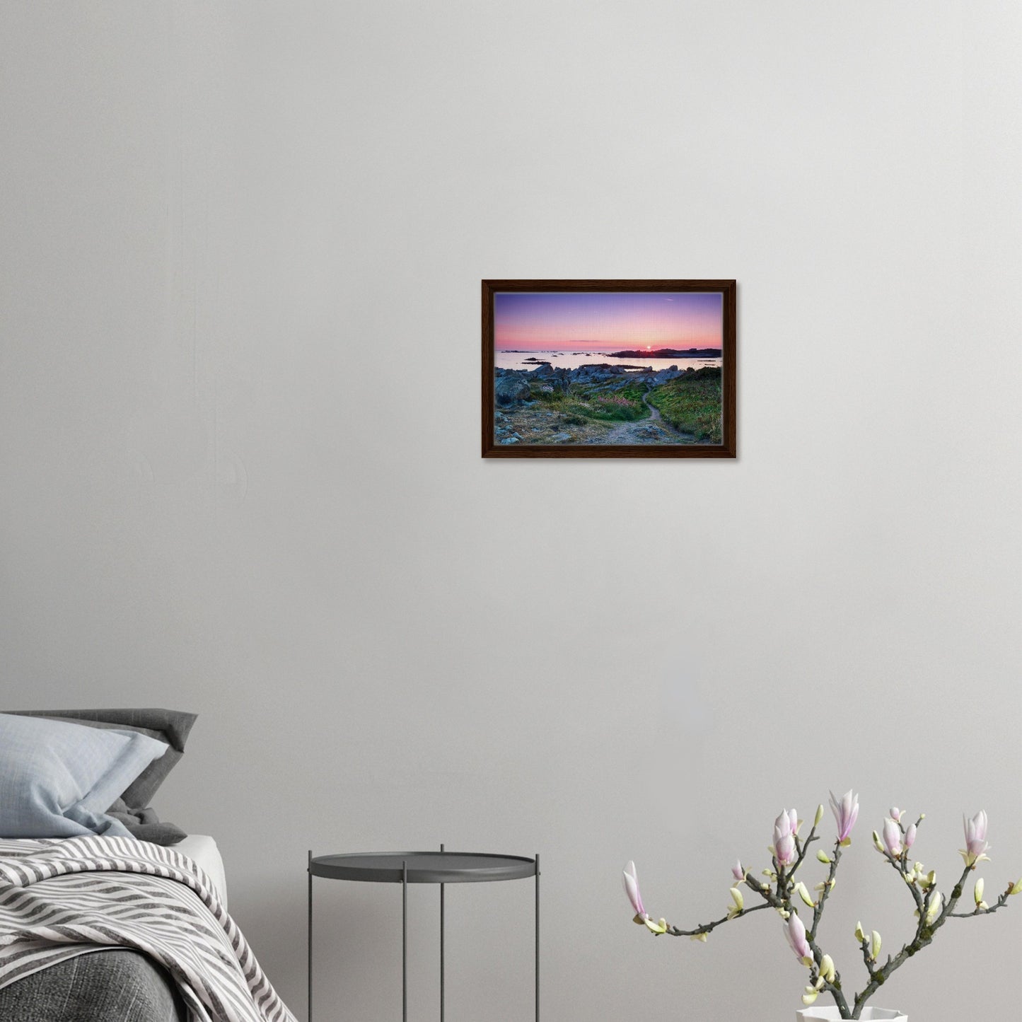 Framed canvas of Lihou Island path with sunset sky and sea