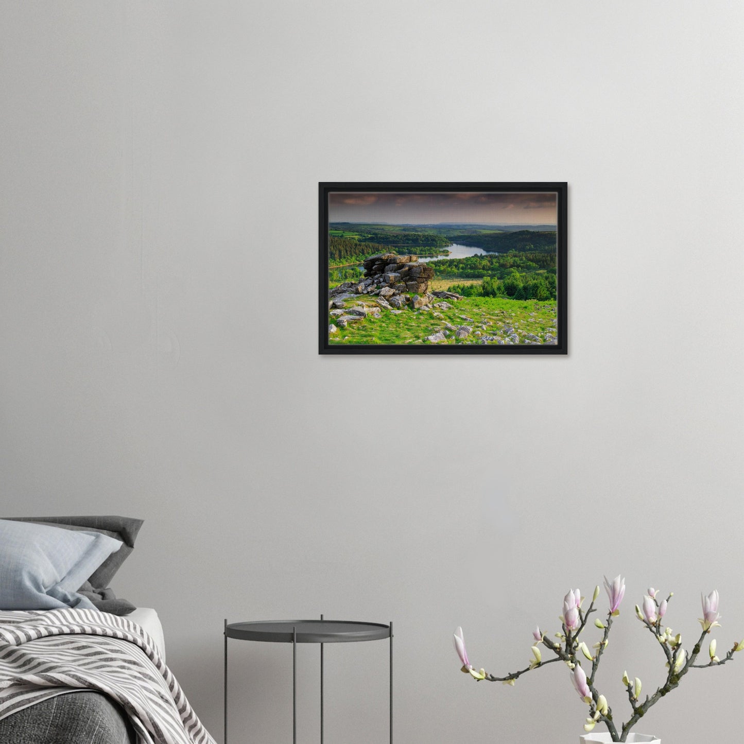 Burrator Reservoir nestled beneath Leather Tor in canvas art