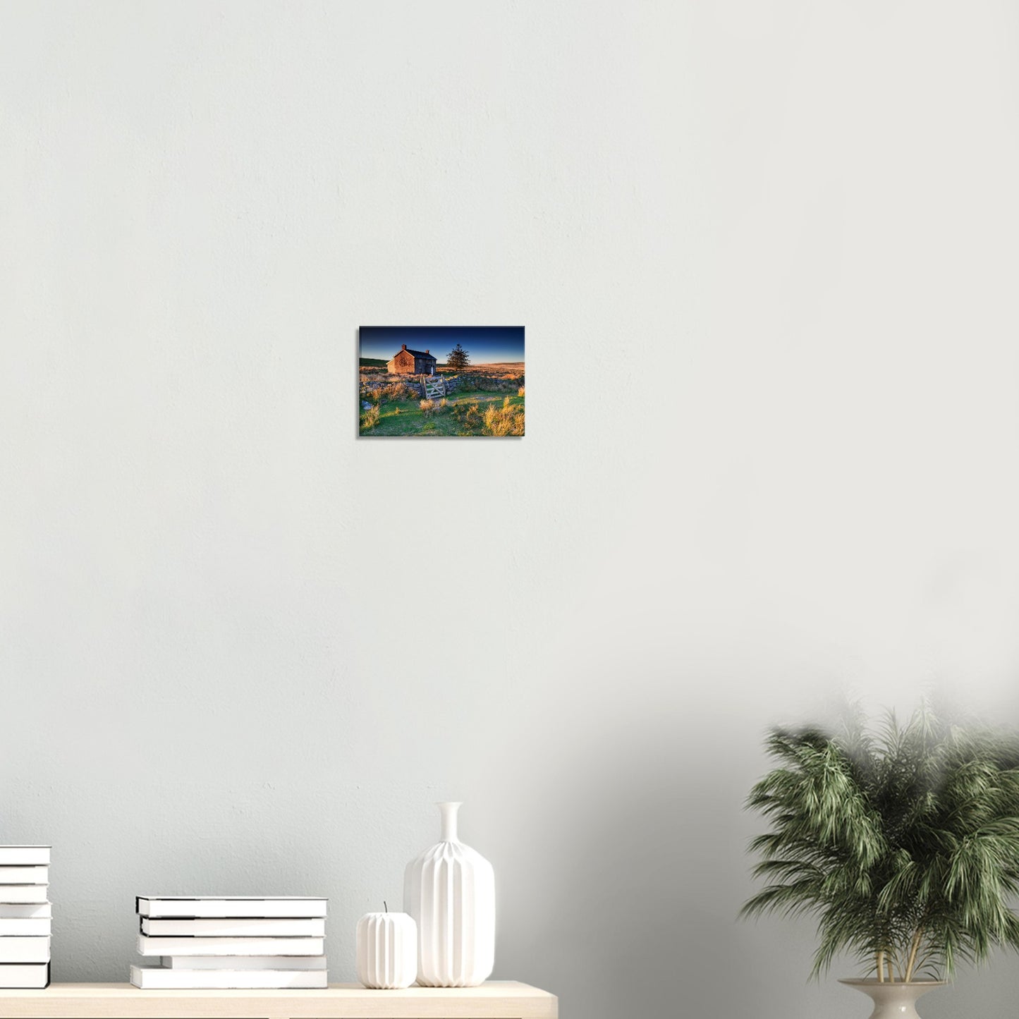 Canvas print of golden sunrise at Nun’s Cross Farm, Devon countryside.