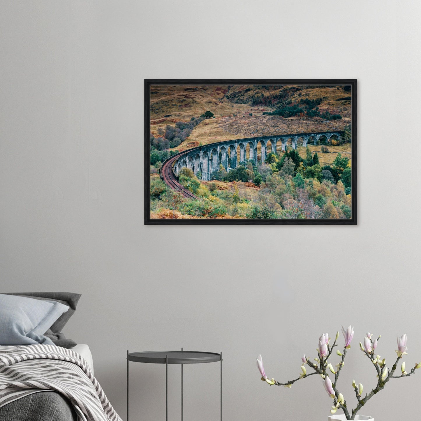 Glenfinnan Viaduct in autumn framed canvas