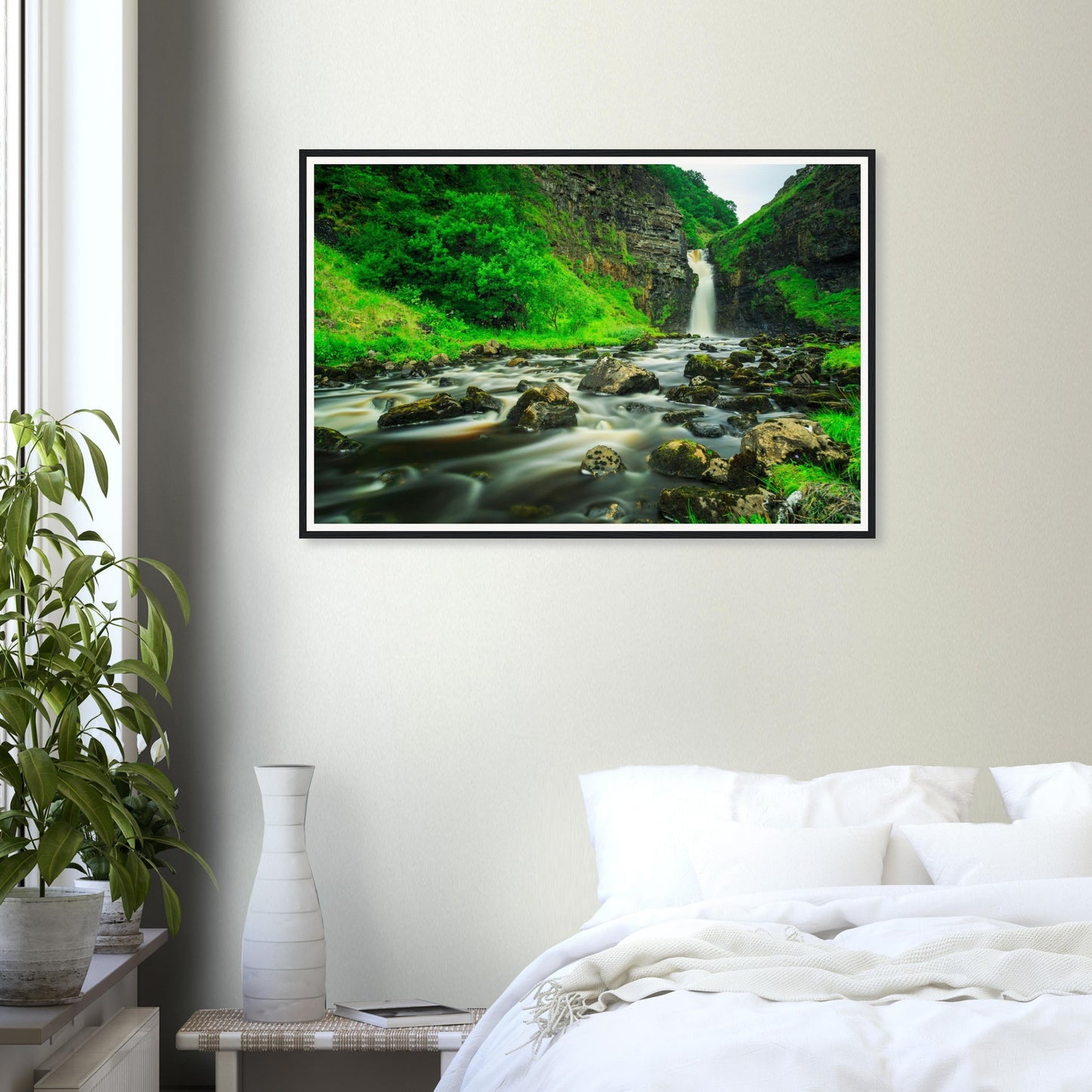 Serene framed print of Lealt Falls waterfall on the Isle of Skye