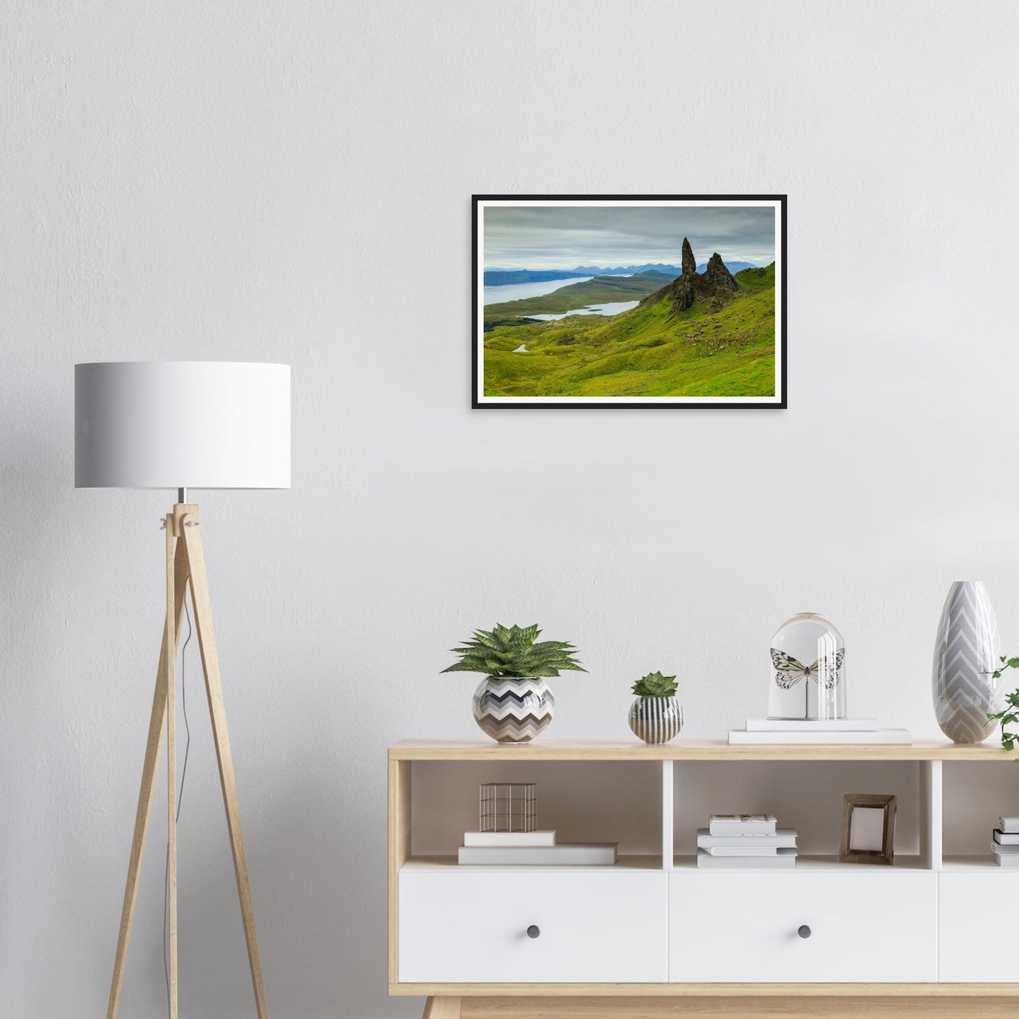 Ancient pinnacle rock at The Old Man of Storr framed wall art