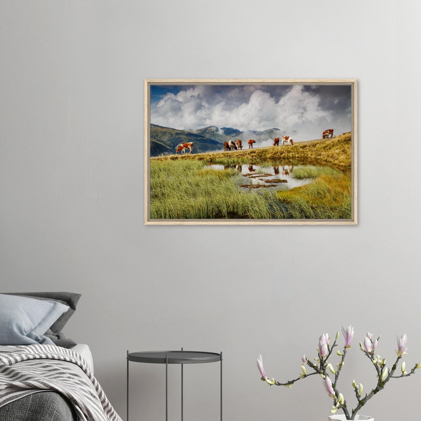 Austria’s Resterhöhe with grazing cows in panoramic canvas
