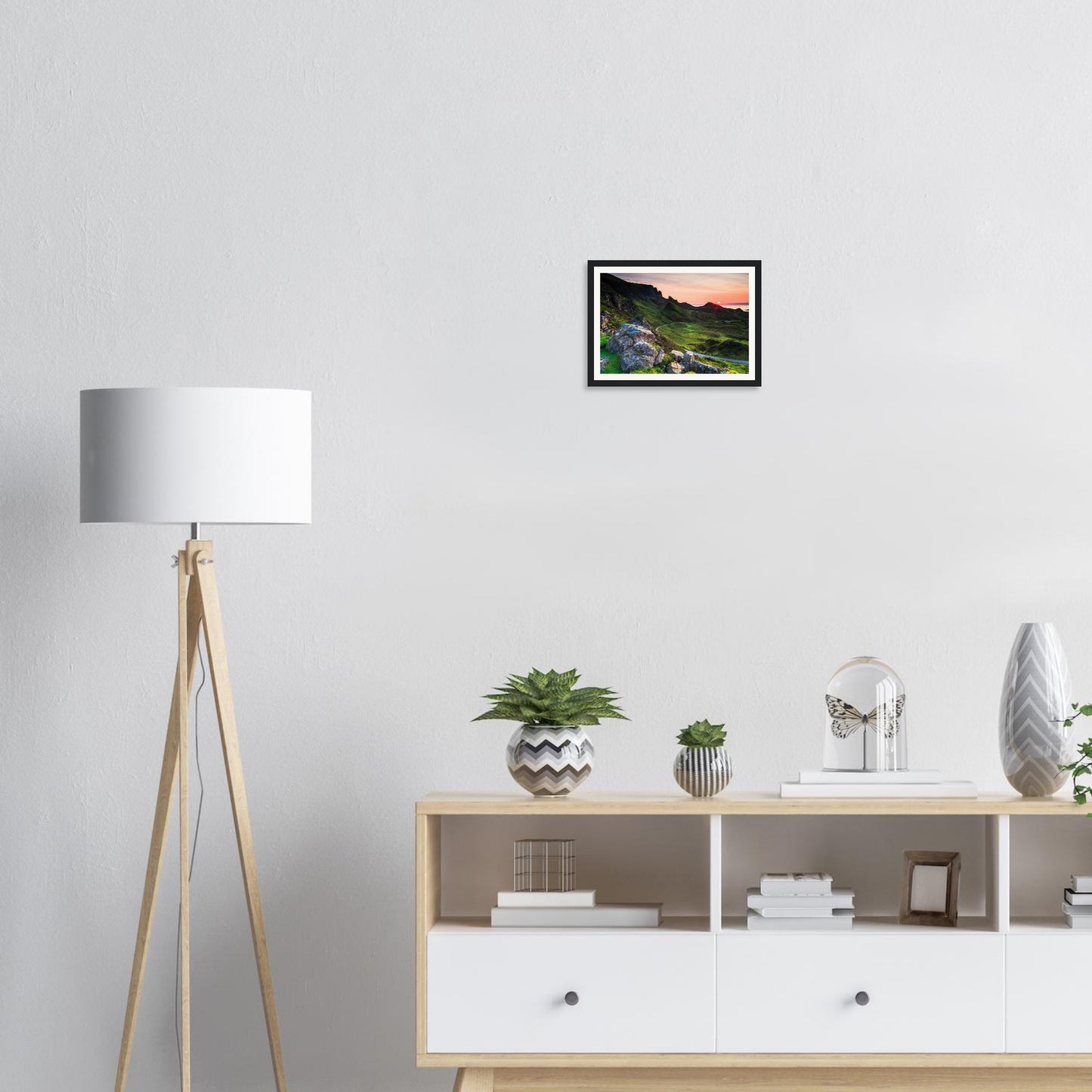 Lush green hills and cliffs at The Quiraing Isle of Skye framed print