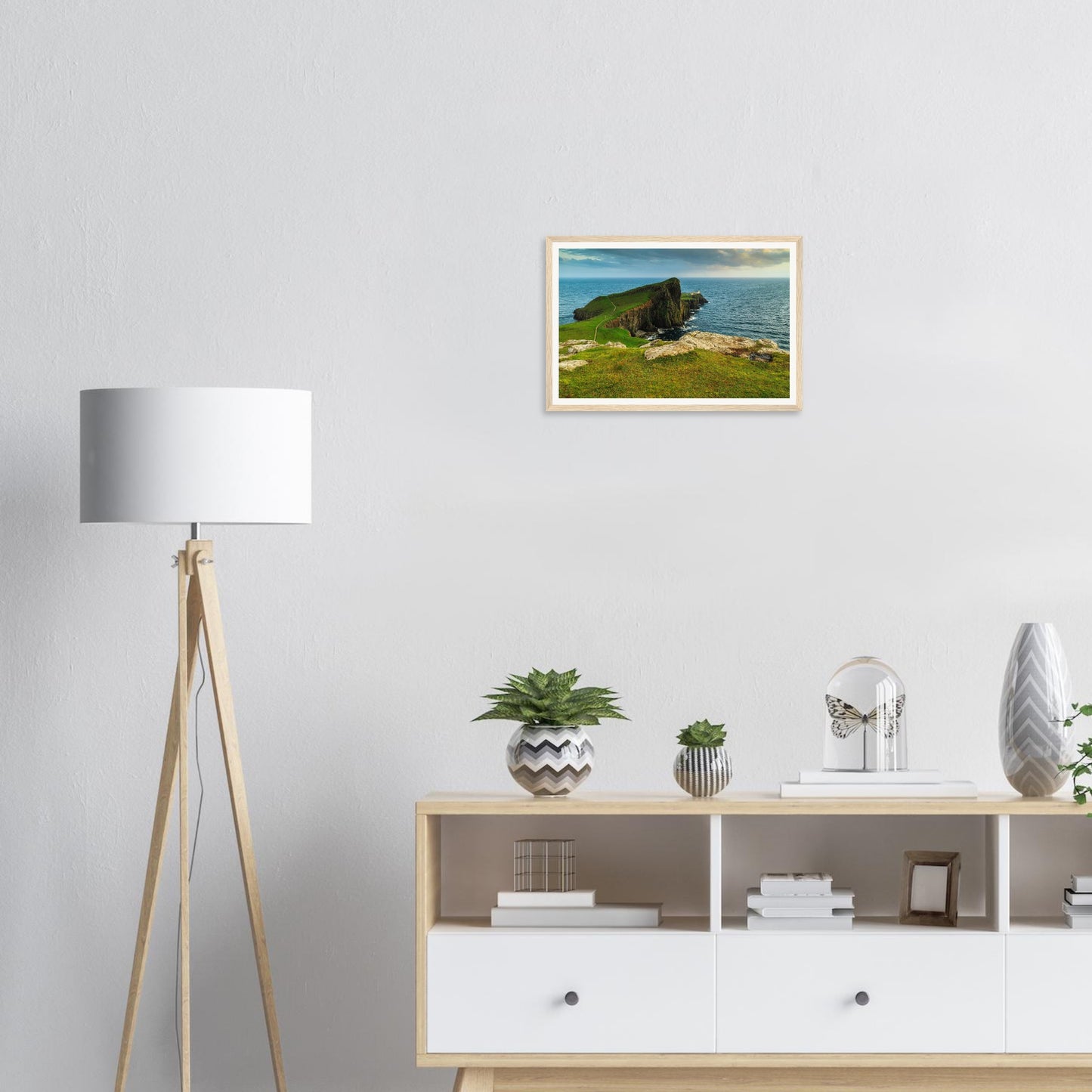 Framed wall art of Neist Point lighthouse on Skye’s western edge