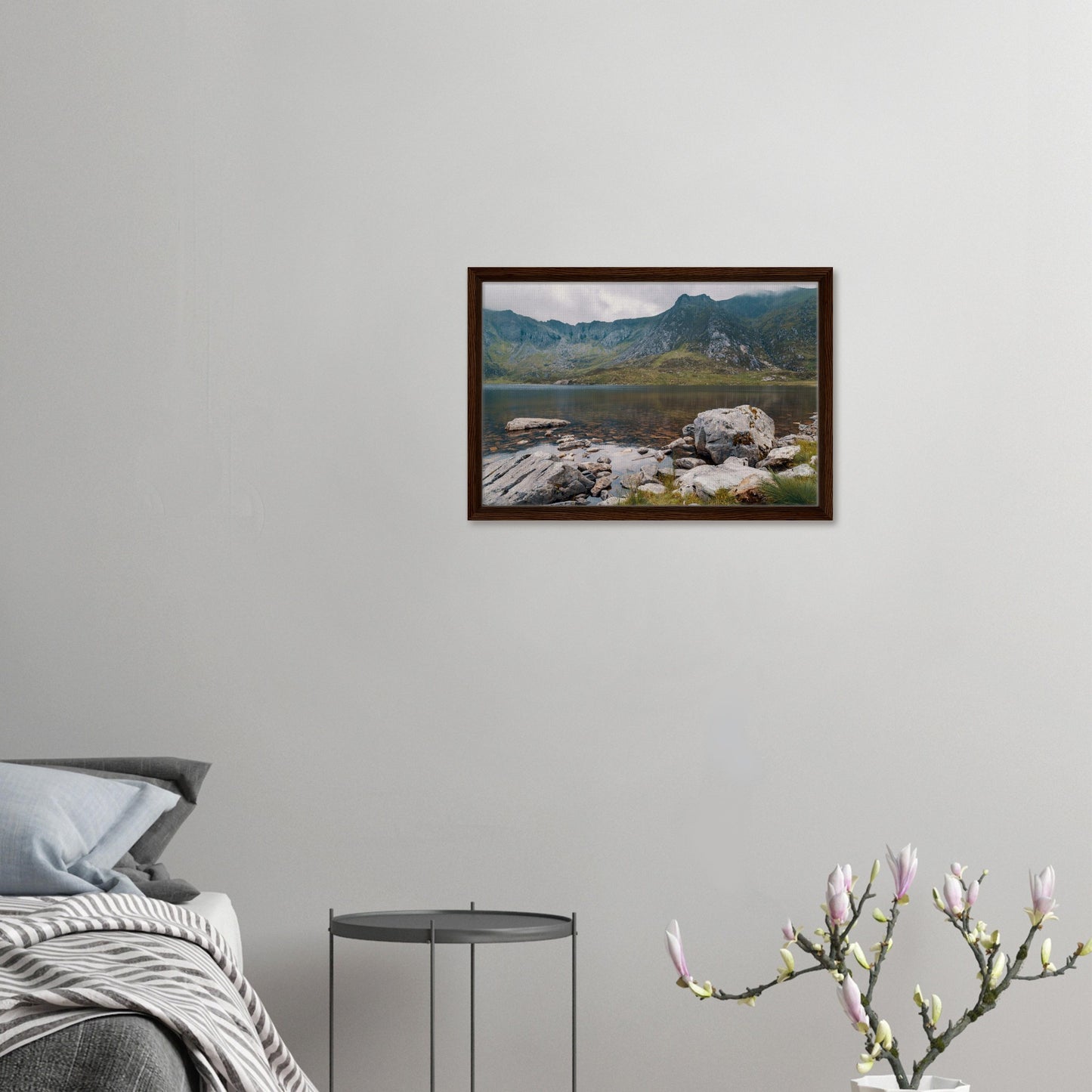 Clear waters of Llyn Idwal framed canvas