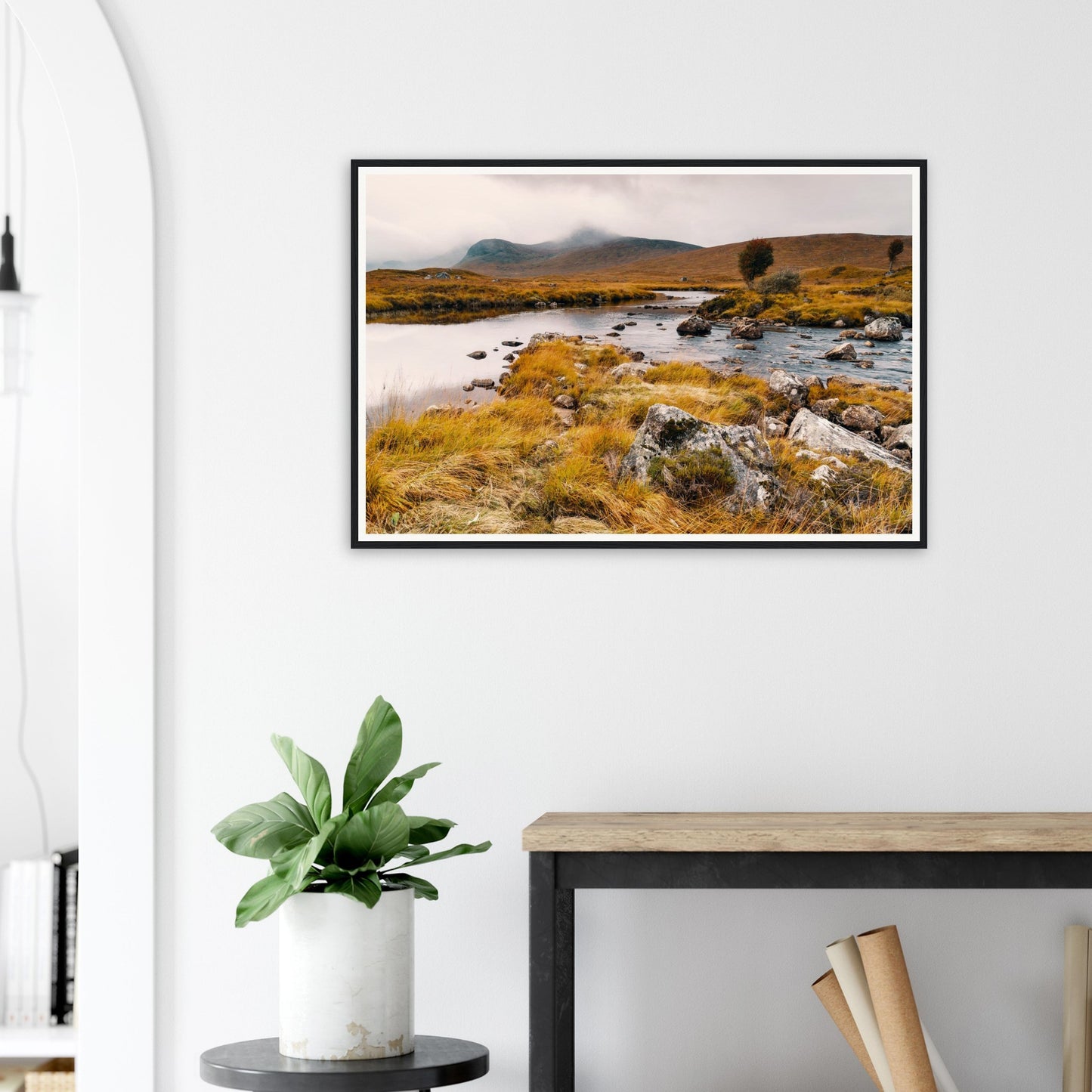 Atmospheric Scottish framed print of Loch Ba tranquil scene