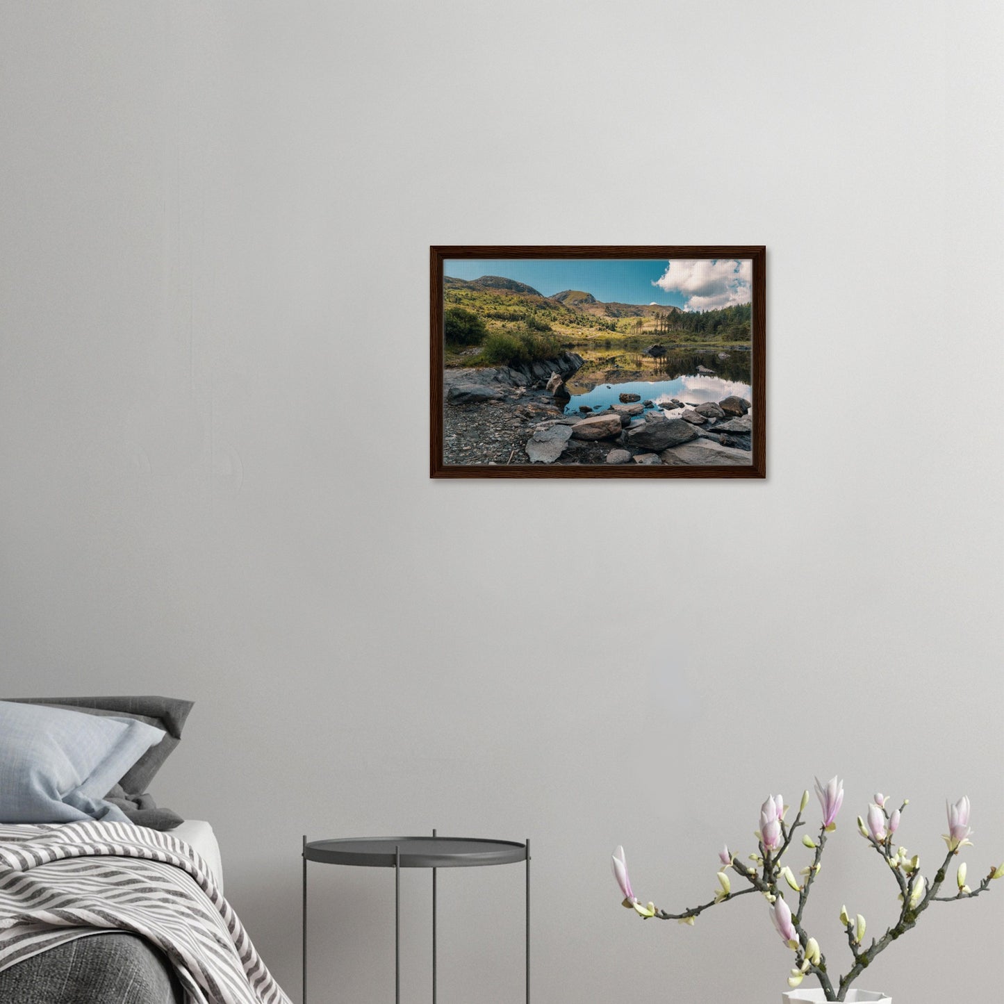 Snowdonia lake with mountain reflections artwork