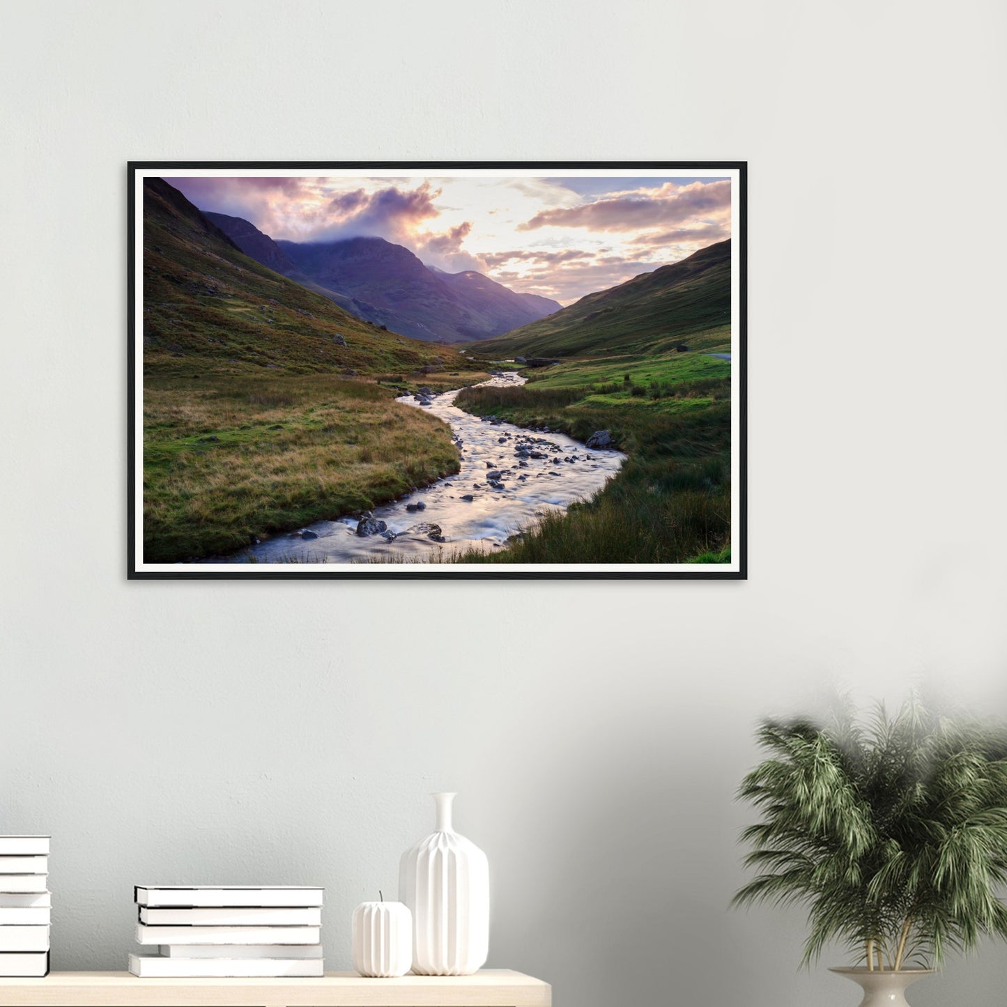 Framed print of Honister Pass illuminated by day’s last rays