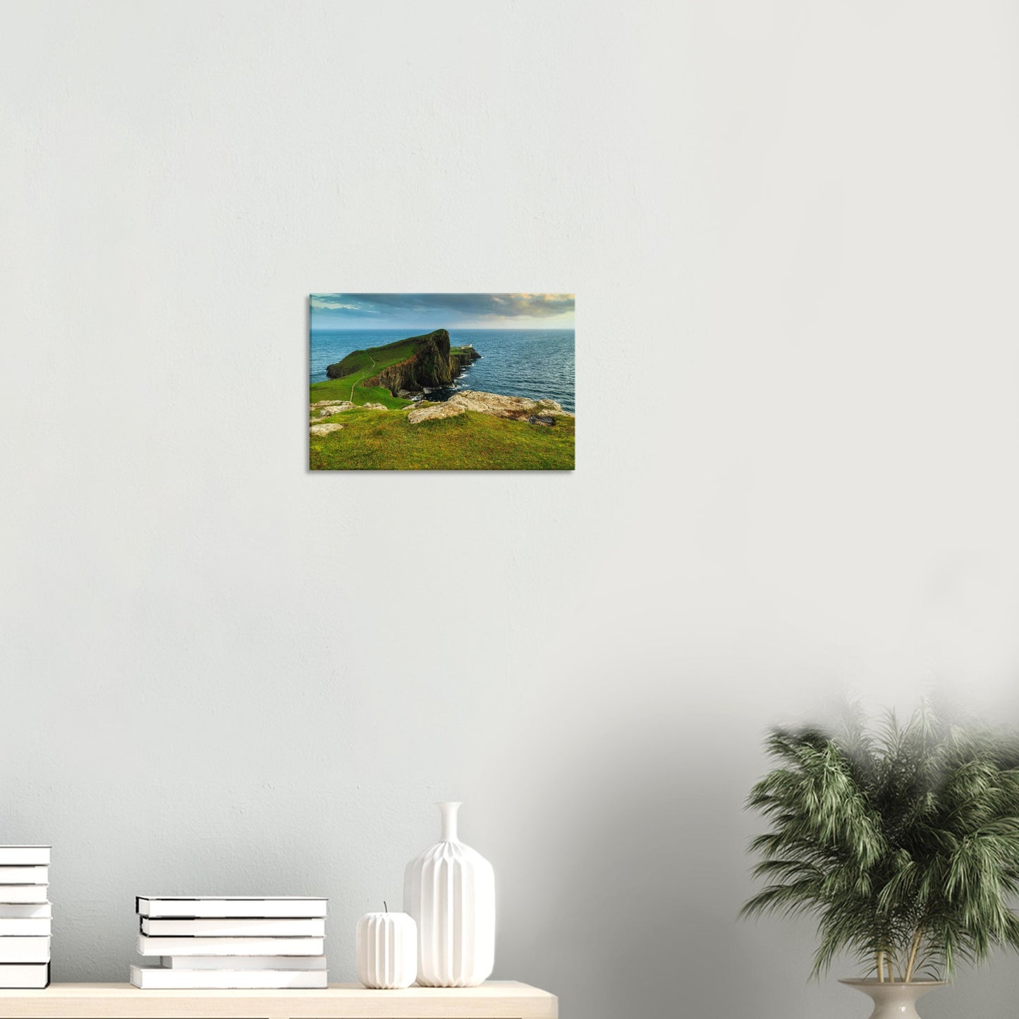 Landscape canvas of Neist Point showing a winding path leading to the iconic lighthouse on Skye.