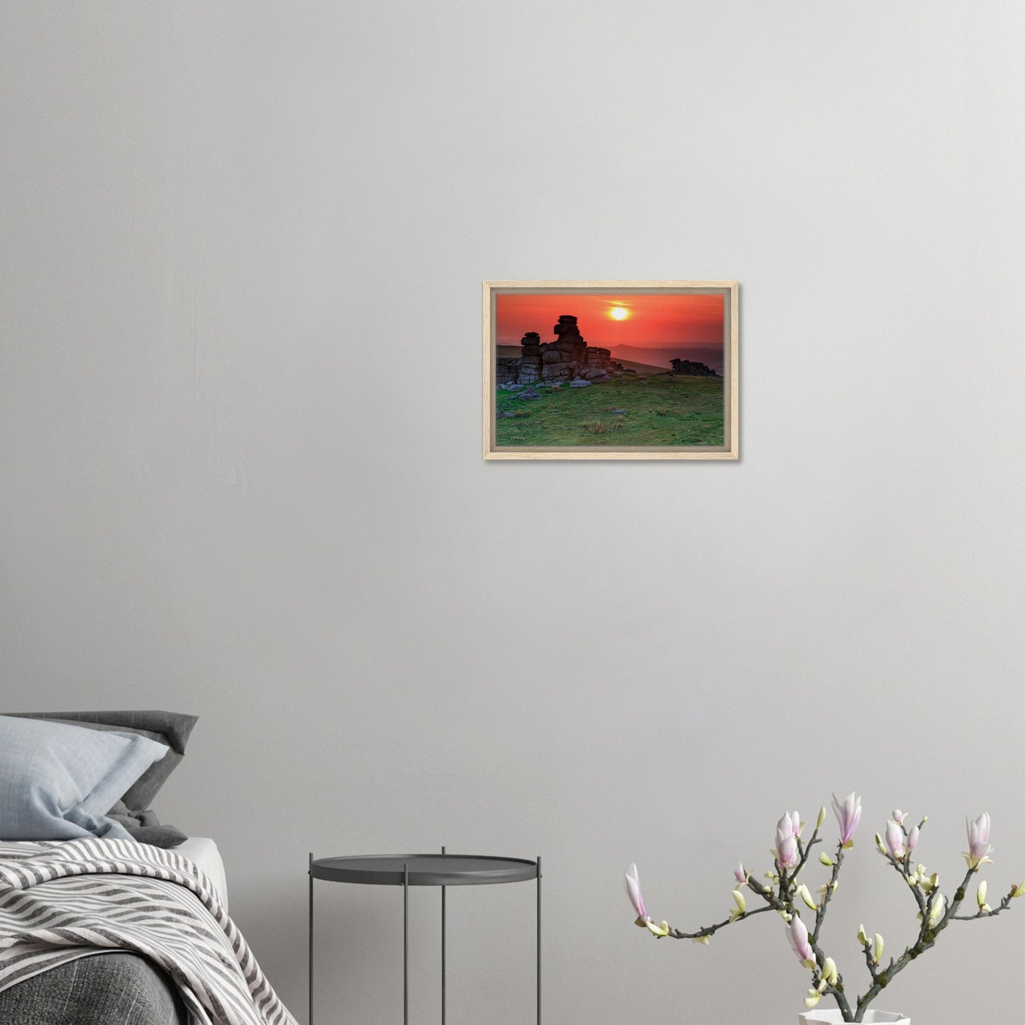 Framed print of Dartmoor’s Great Staple Tor in evening glow