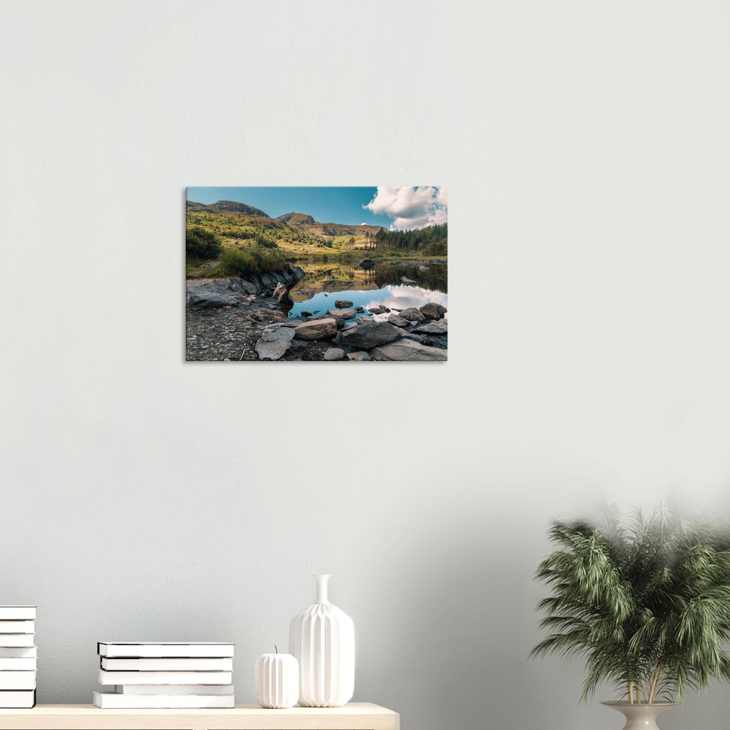 Idyllic Snowdonia lake landscape wall art featuring Llyn Llywelyn