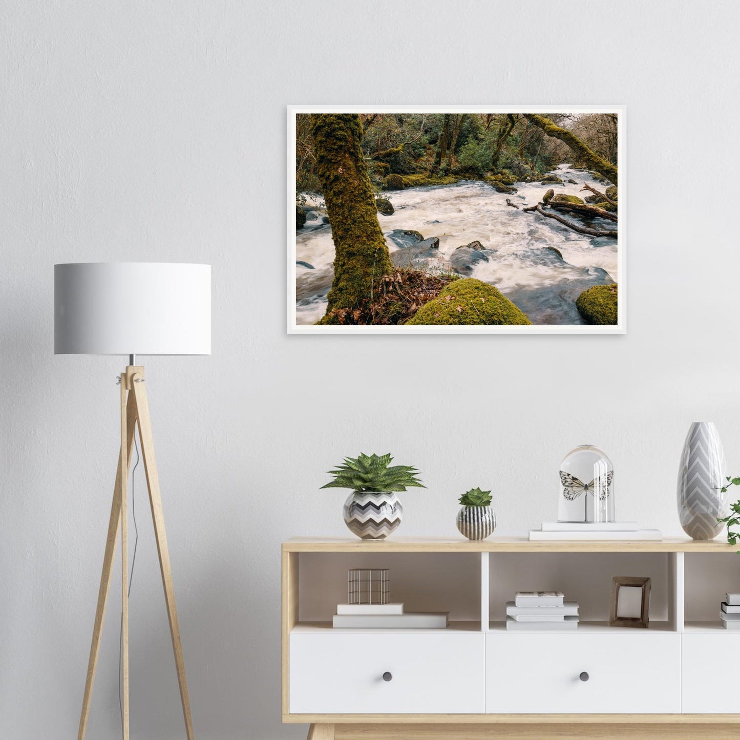 Scenic framed print of Dartmoor’s River Plym woodland scene