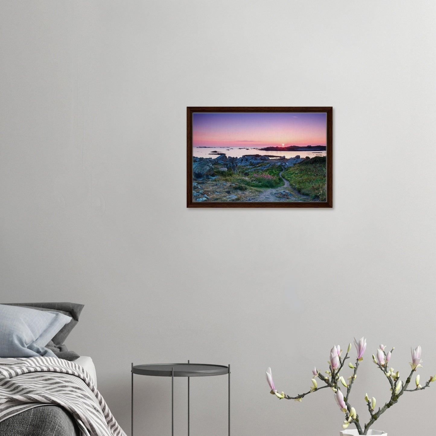 Peaceful Lihou Island scene with wildflowers and horizon glow