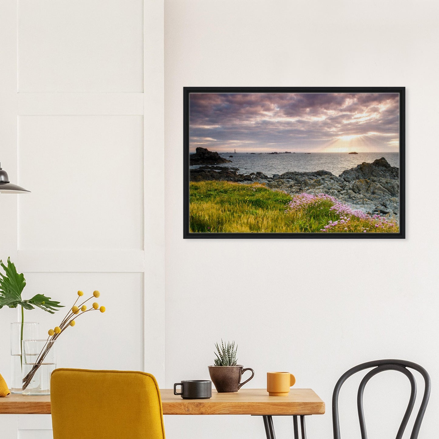 Peaceful lighthouse scene in Guernsey with glowing horizon