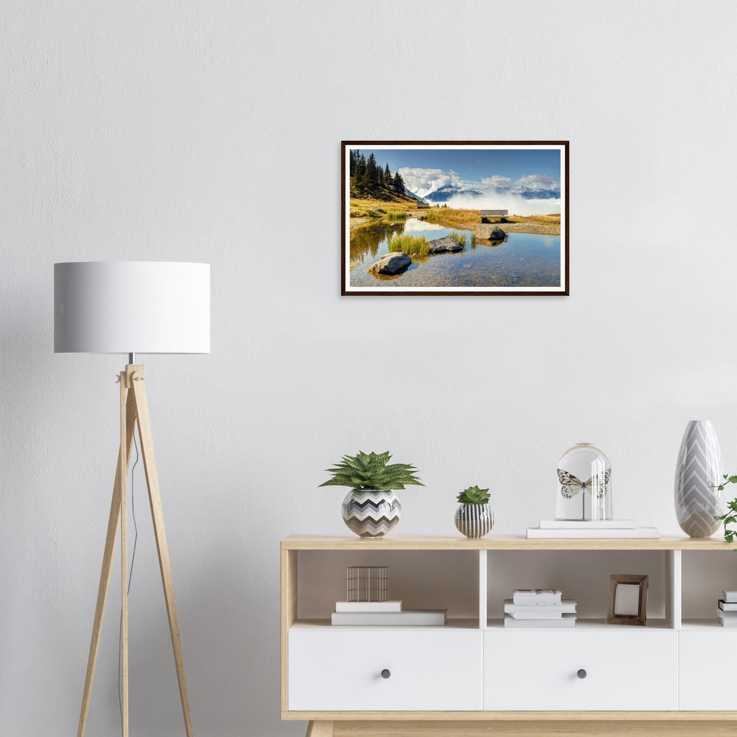 Serene framed wall art of Panoramabahn with tranquil pond