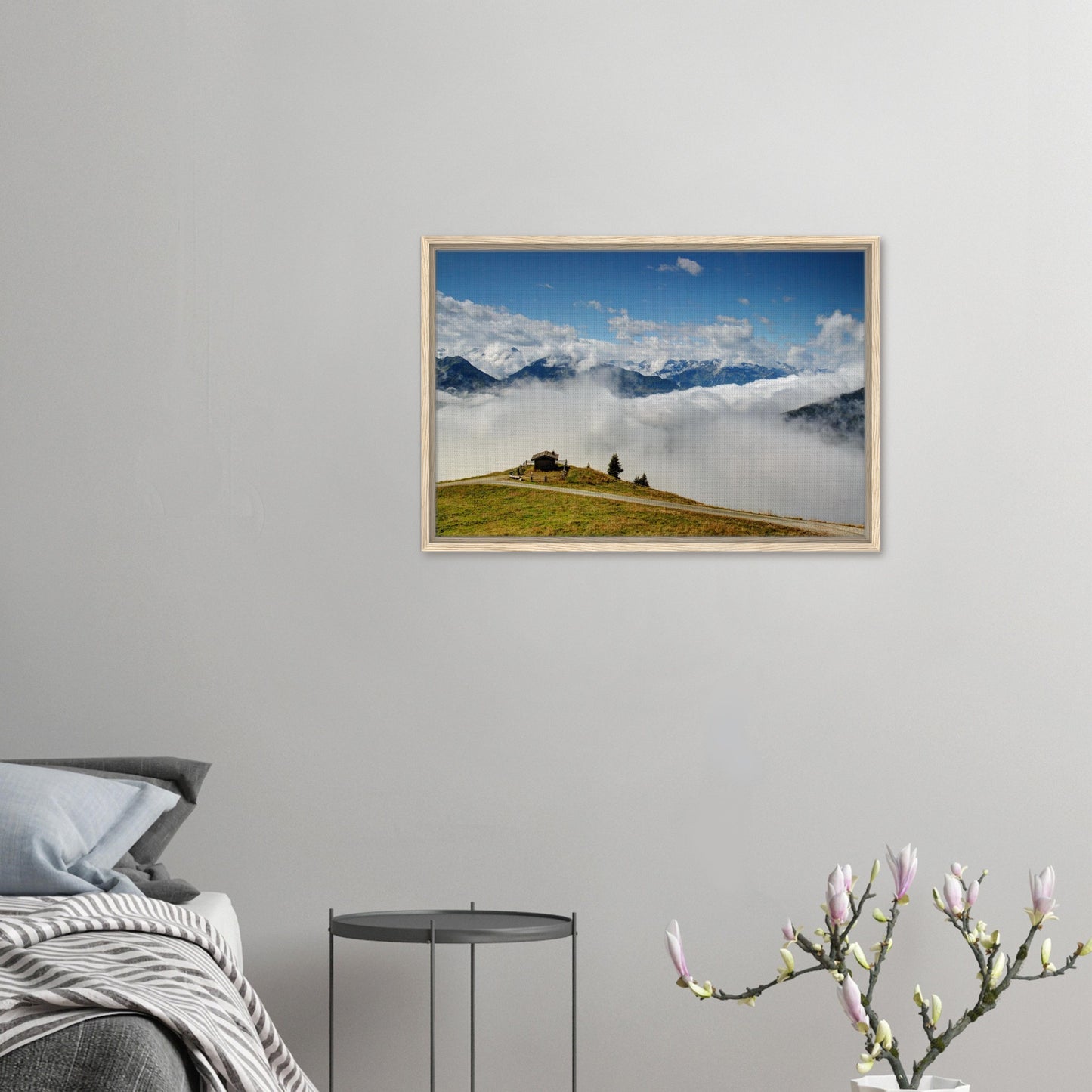 Panoramic view of Resterhöhe and Austrian peaks in framed artwork