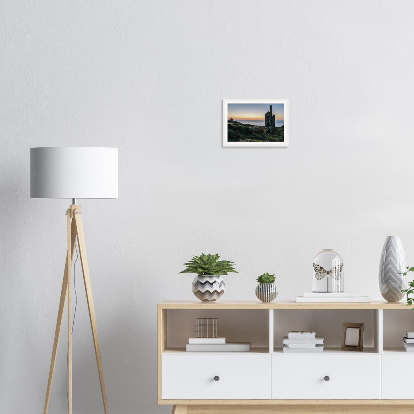 Scenic framed print of Botallack mine Wheal Owles at dusk