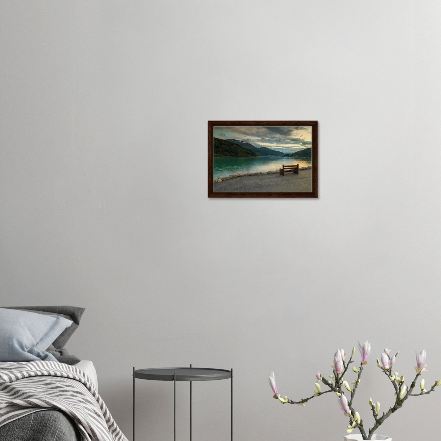Sunset glow over Innvikfjorden in serene canvas print
