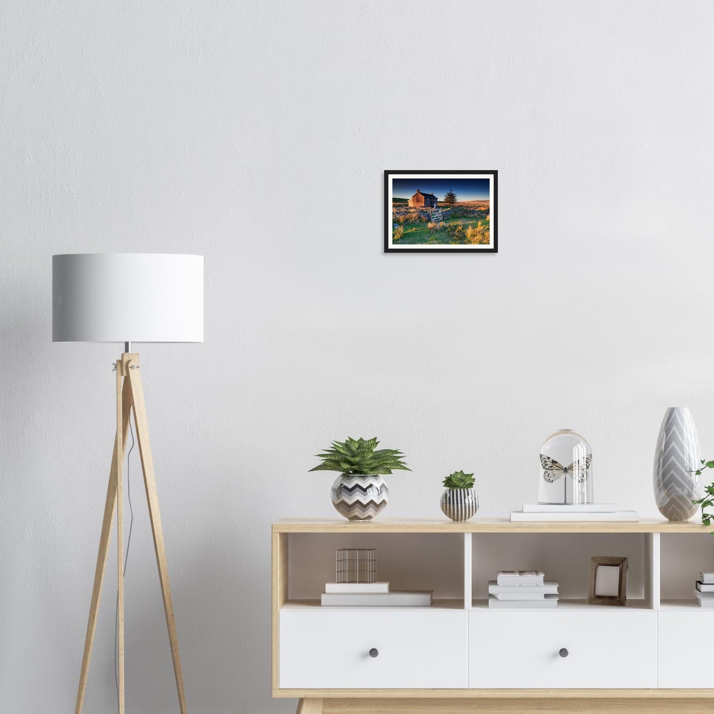 Tranquil Dartmoor morning framed print of historic farm and moors