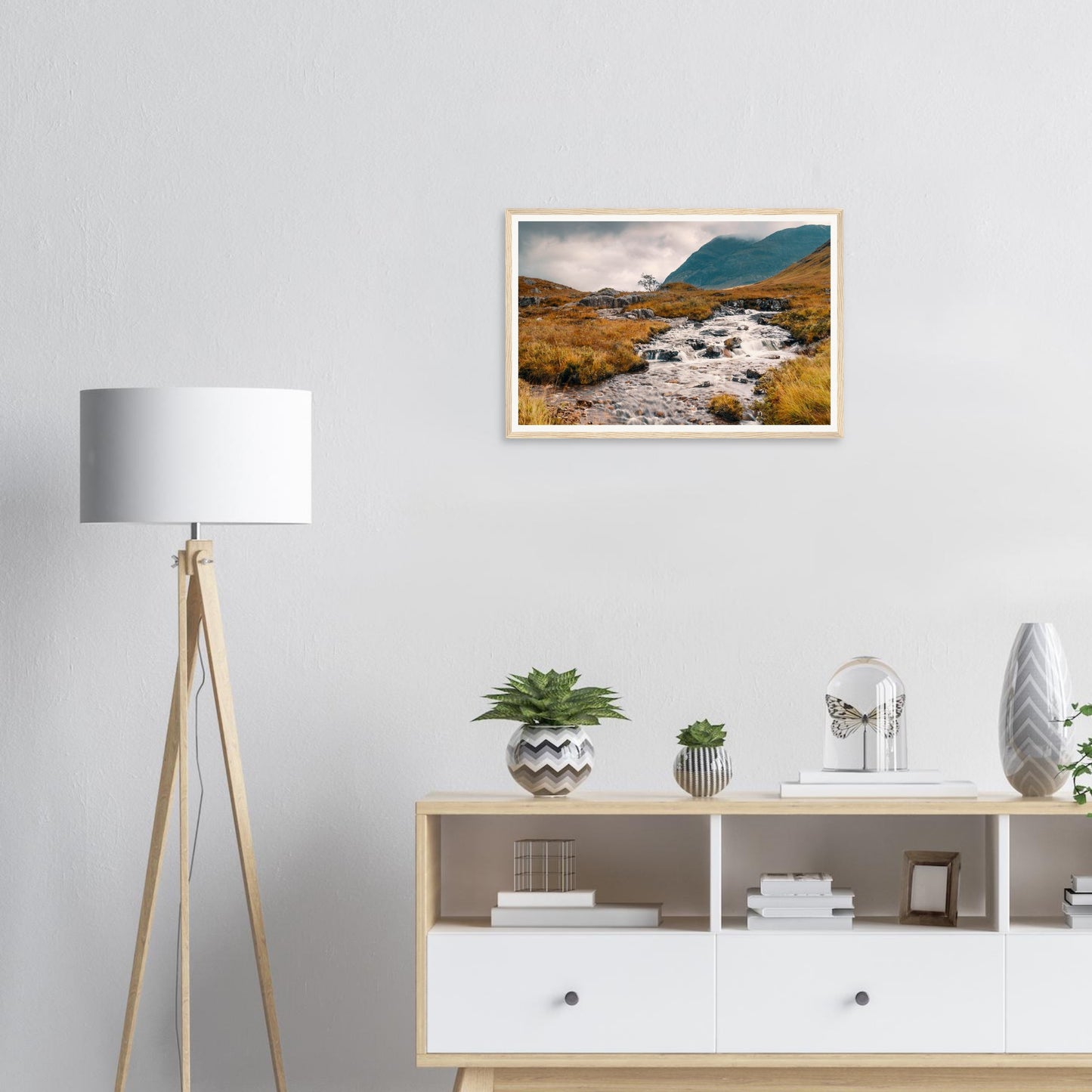 Misty mountains above Glencoe Valley framed wall art